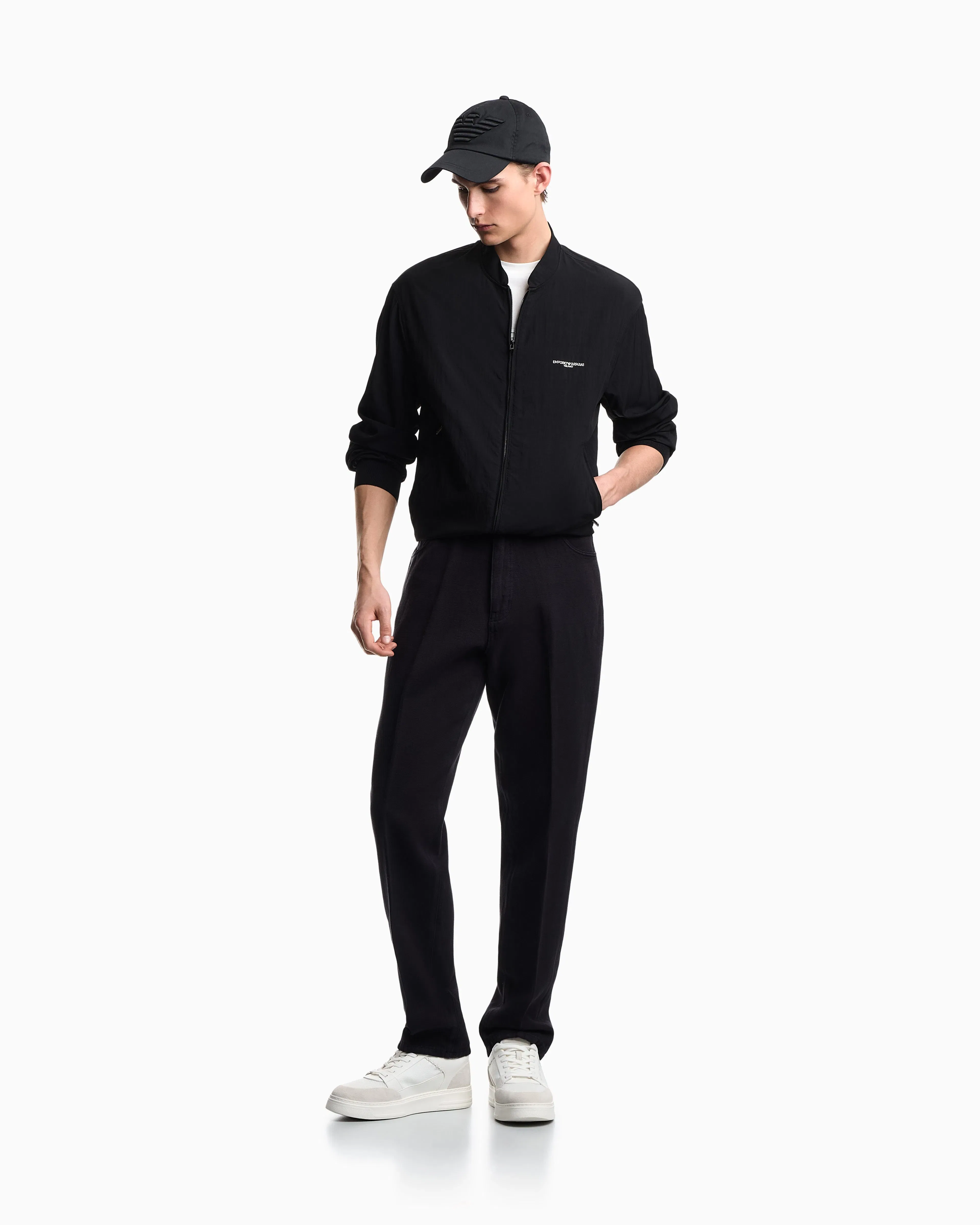 Emporio Armani Nylon blouson with micro logo embroidery