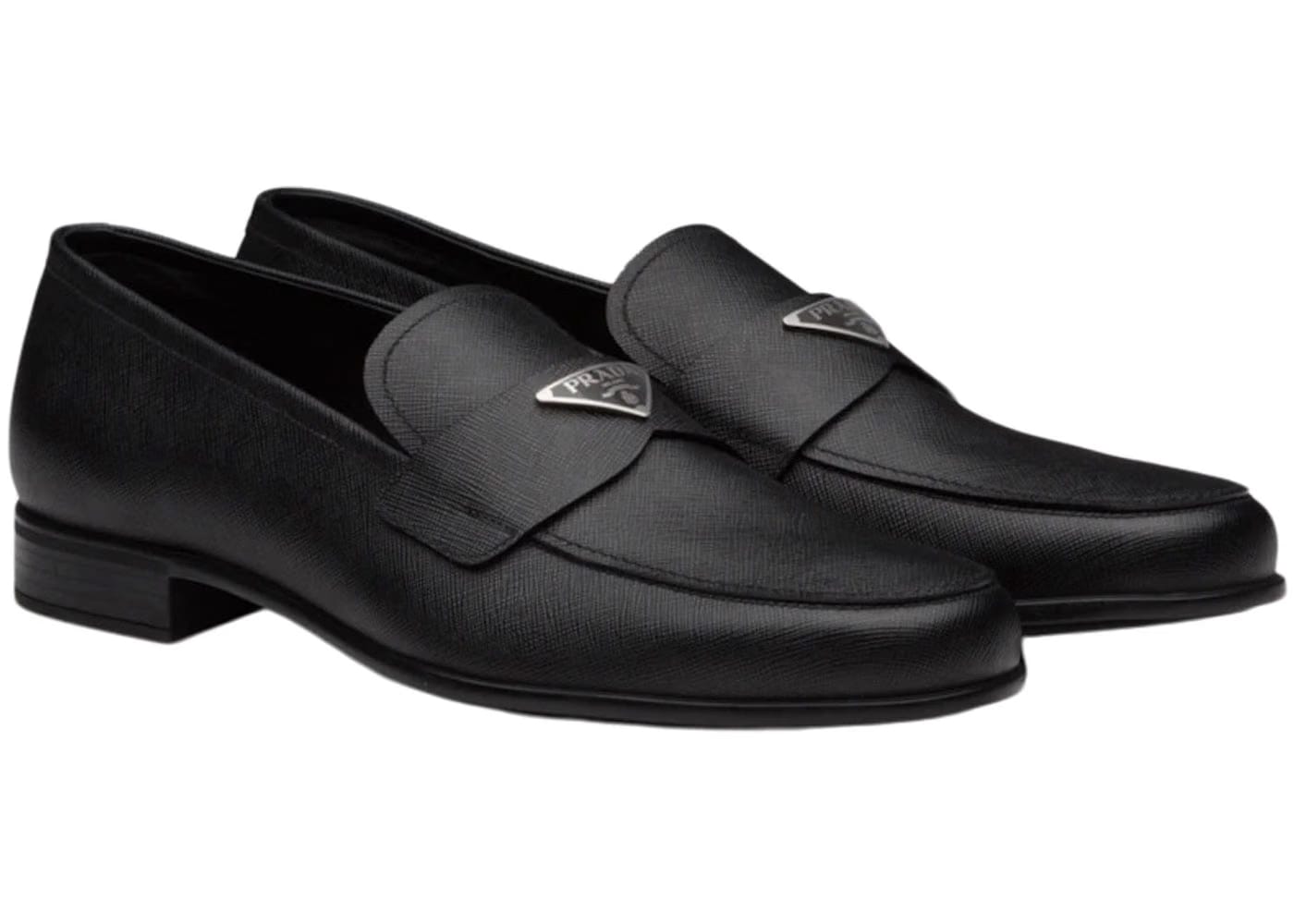 Prada Plaque Loafer Black Saffino Leather