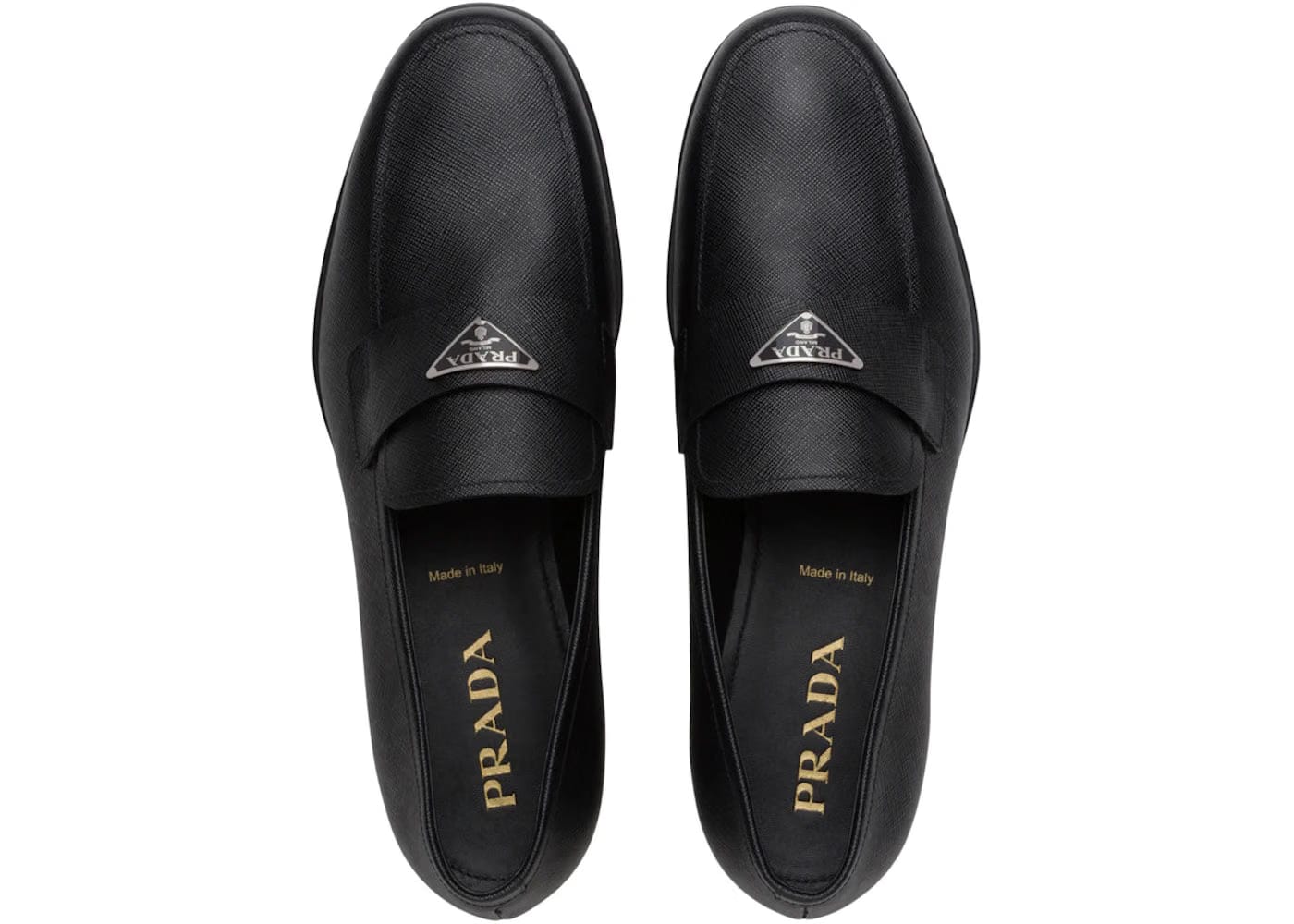 Prada Plaque Loafer Black Saffino Leather