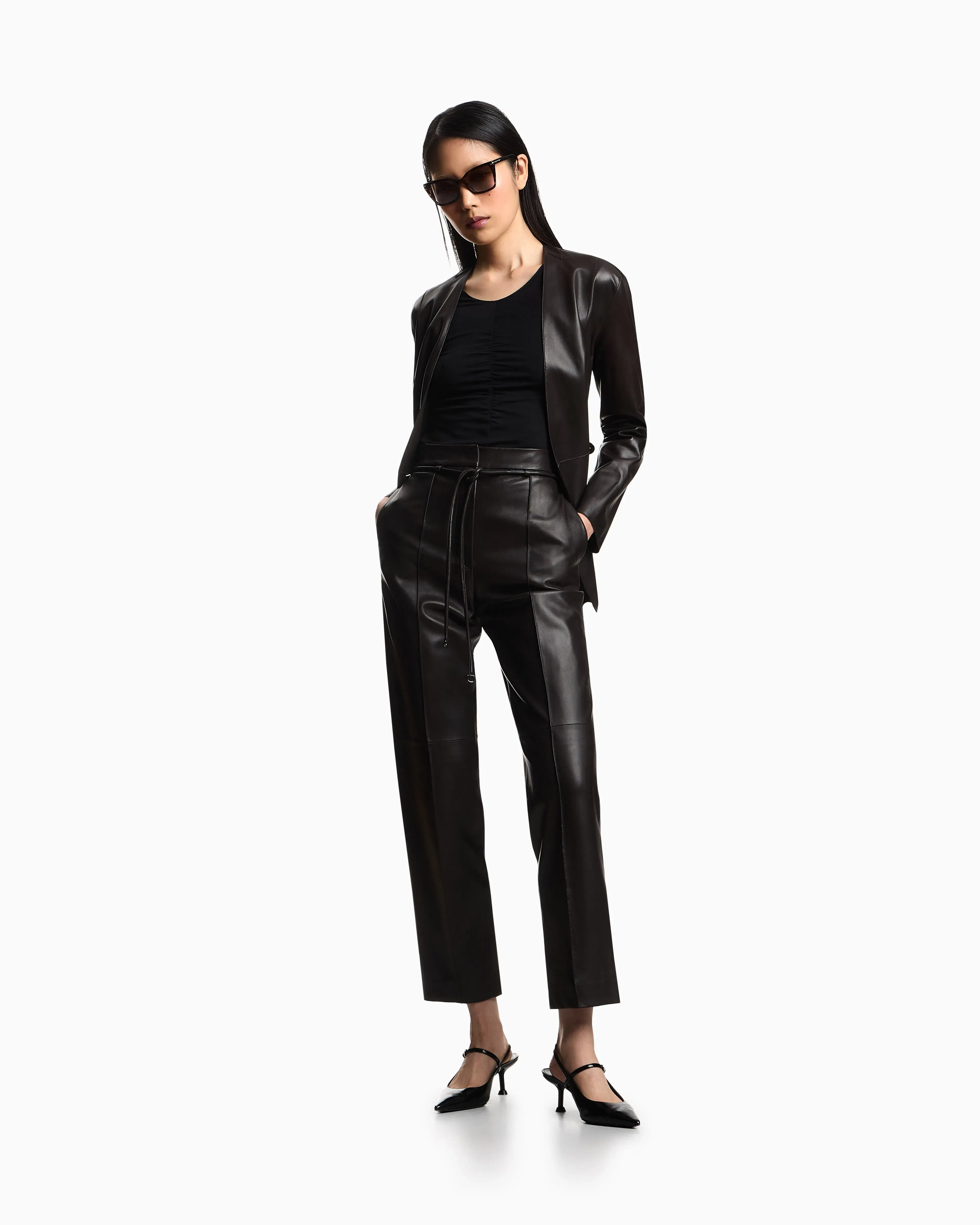 Emporio Armani Stretch jersey jumper with gathering detail