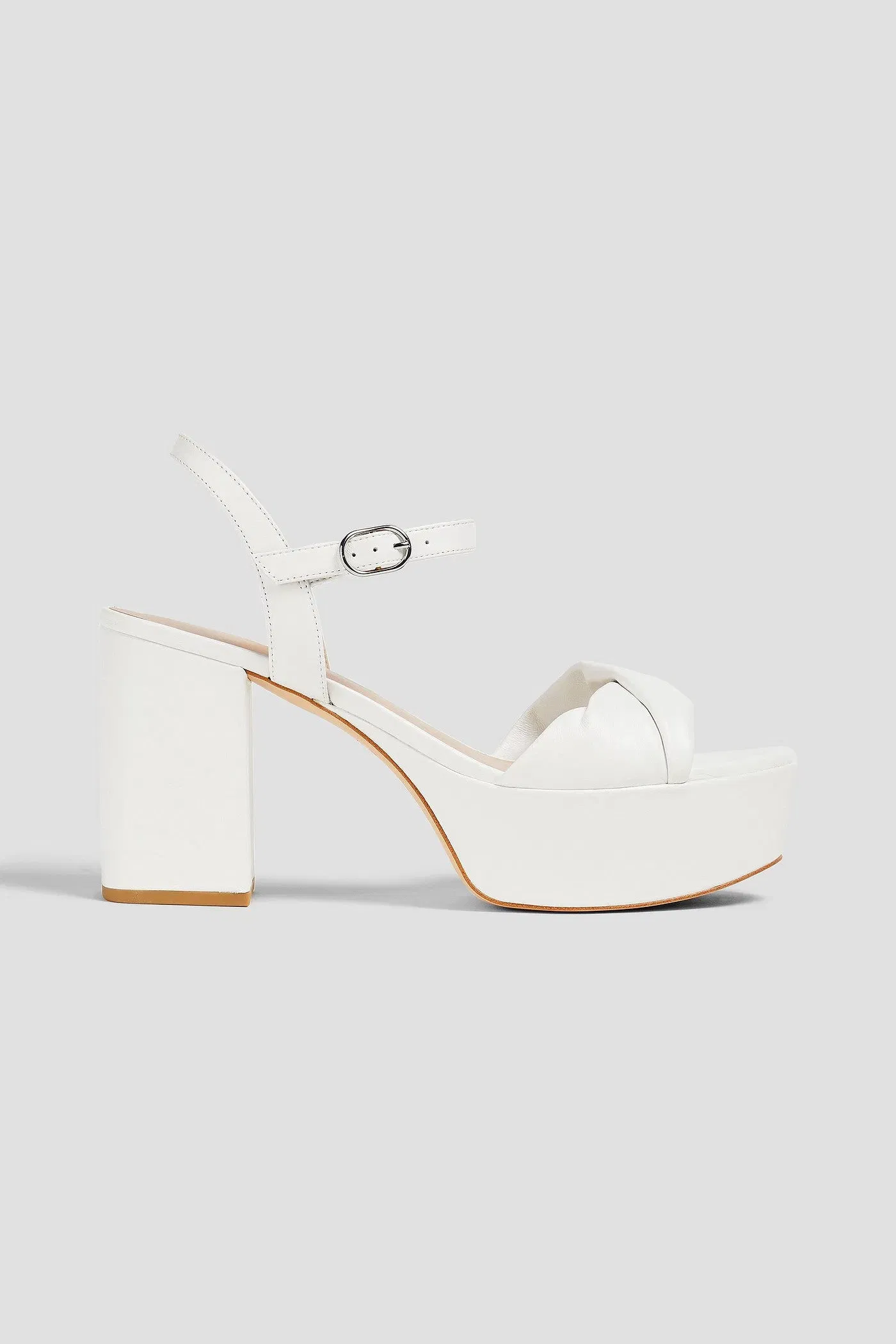 Stuart Weitzman Twisted Leather Platform Sandals White Women's