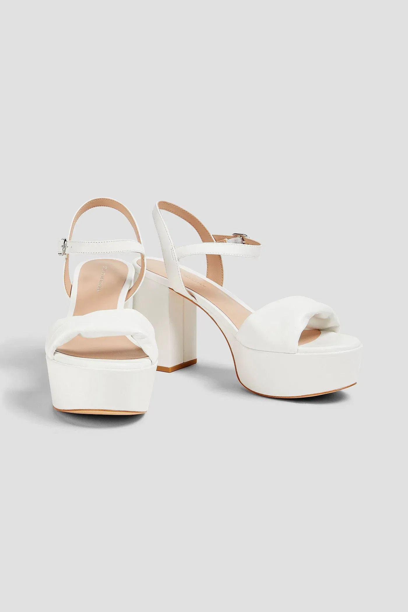 Stuart Weitzman Twisted Leather Platform Sandals White Women's