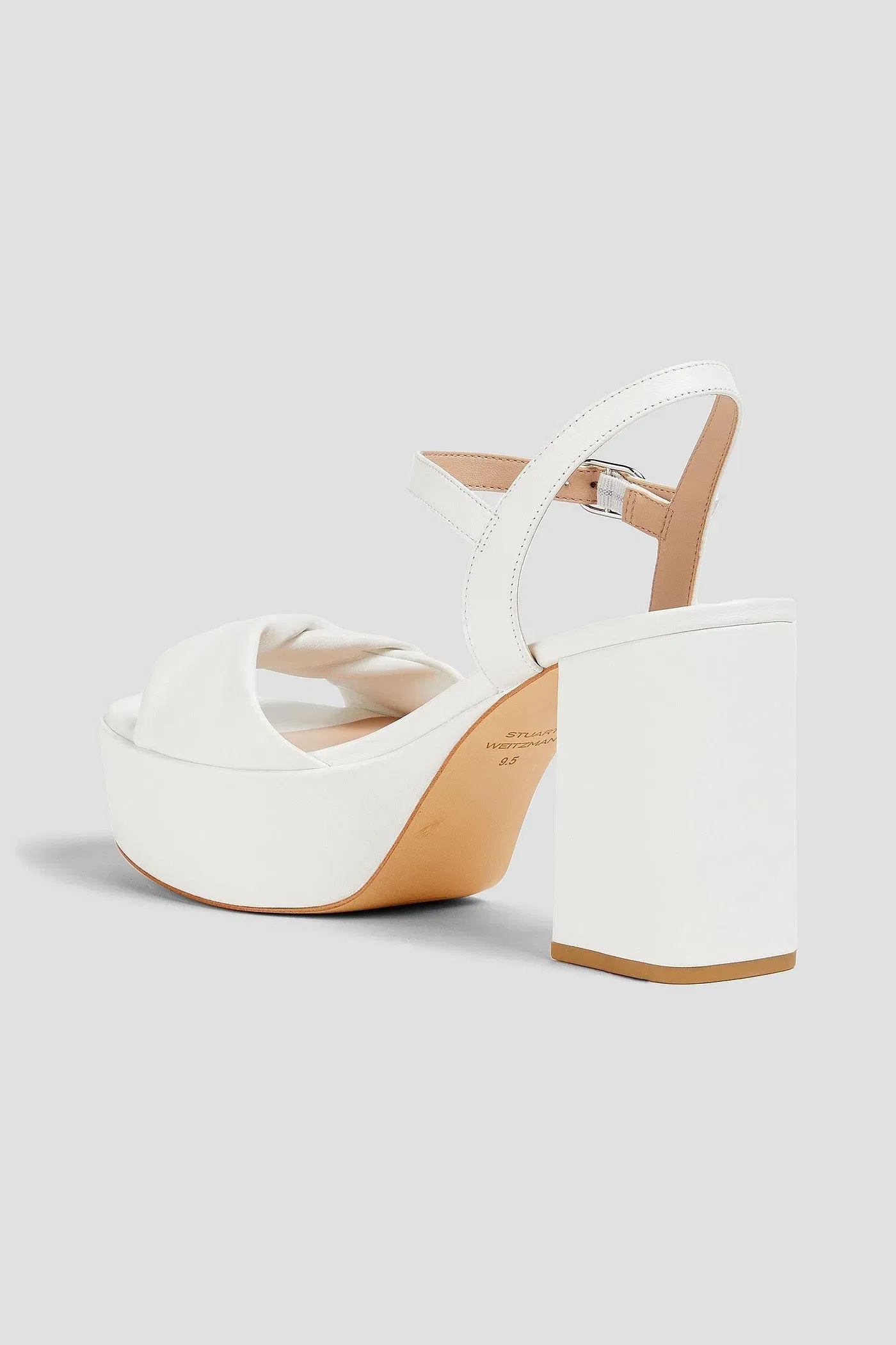 Stuart Weitzman Twisted Leather Platform Sandals White Women's