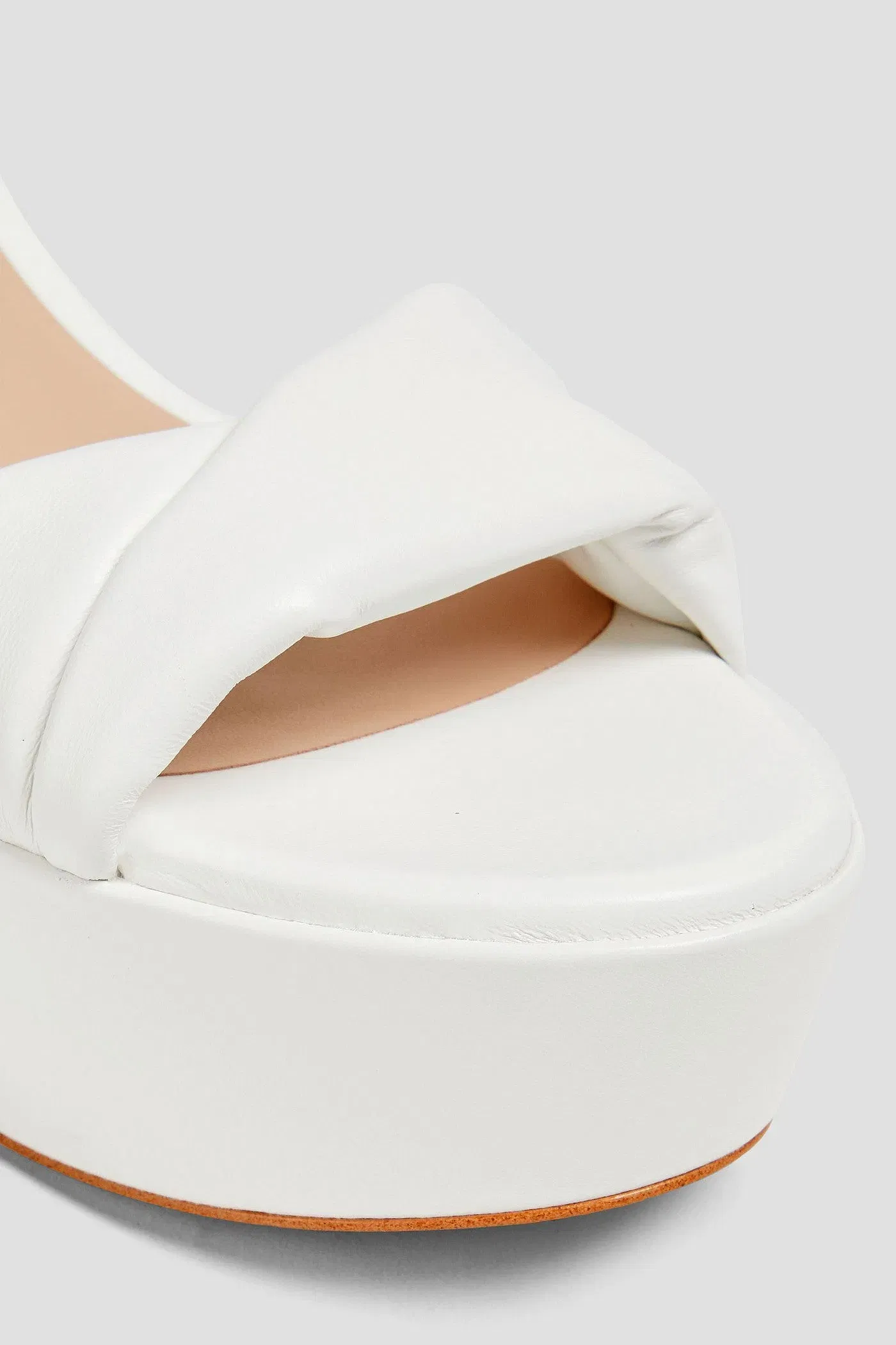 Stuart Weitzman Twisted Leather Platform Sandals White Women's