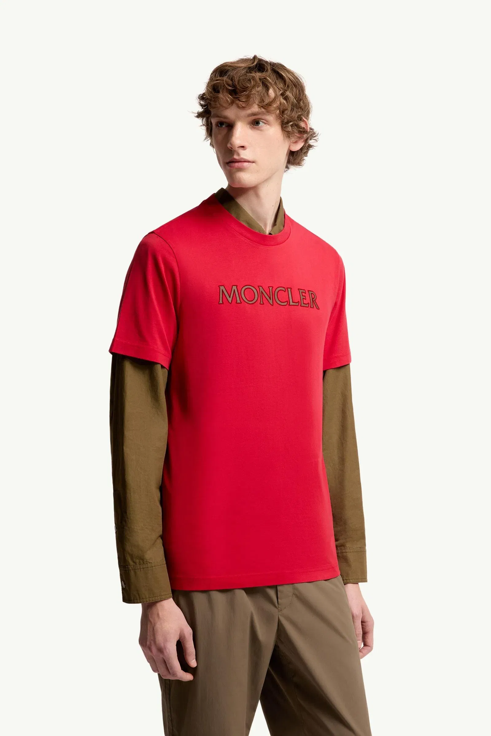 Moncler Logo Print Cotton T-Shirt Red Red