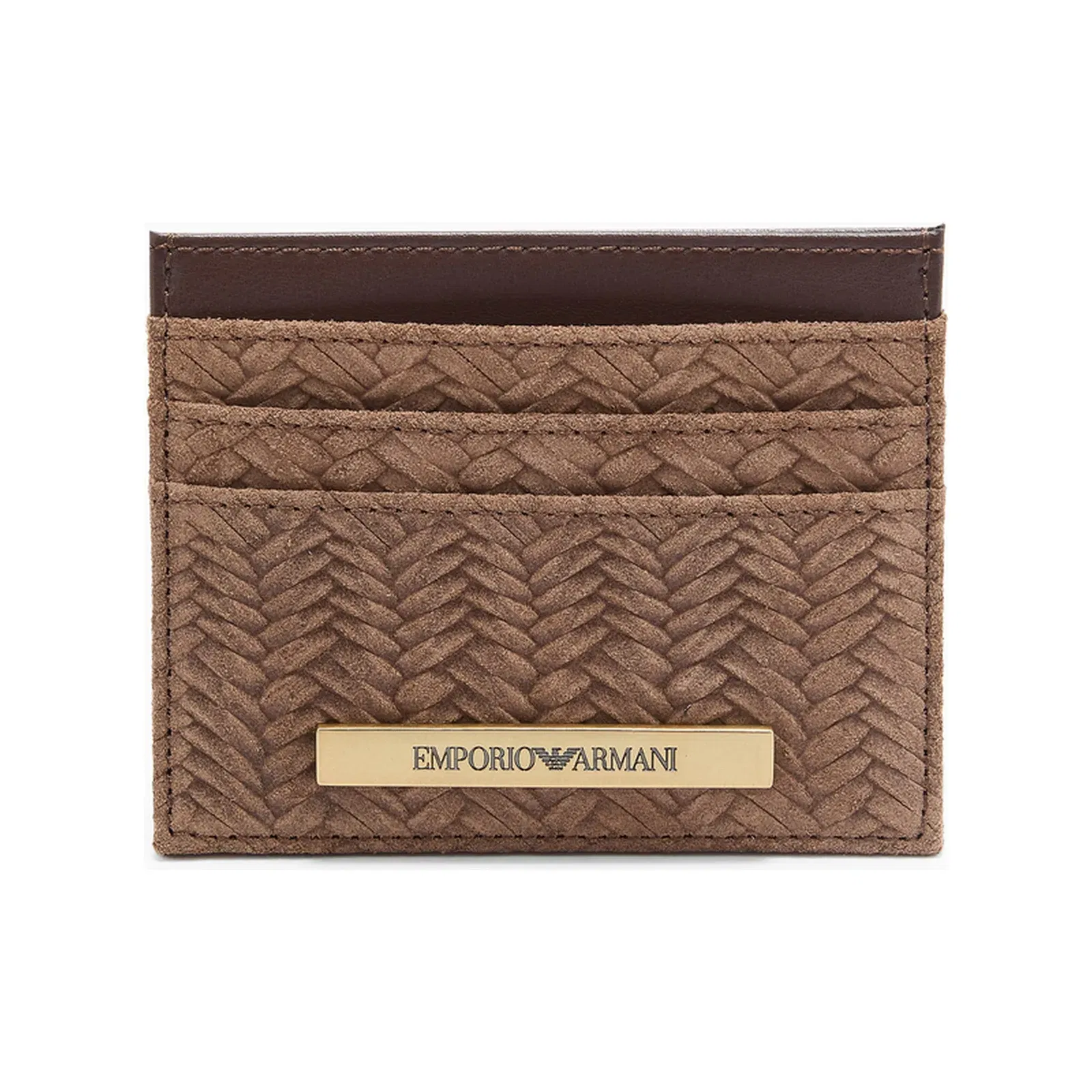 Emporio Armani embossed suede card holder
