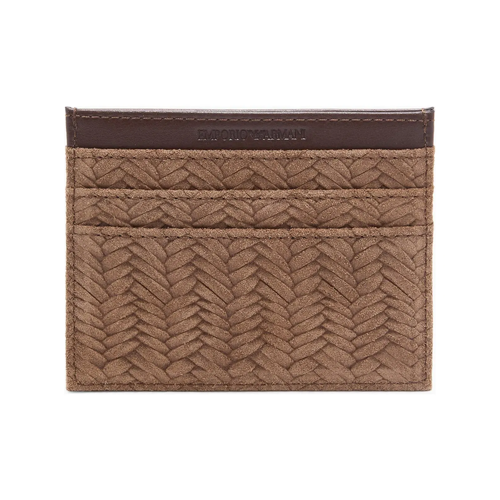 Emporio Armani embossed suede card holder