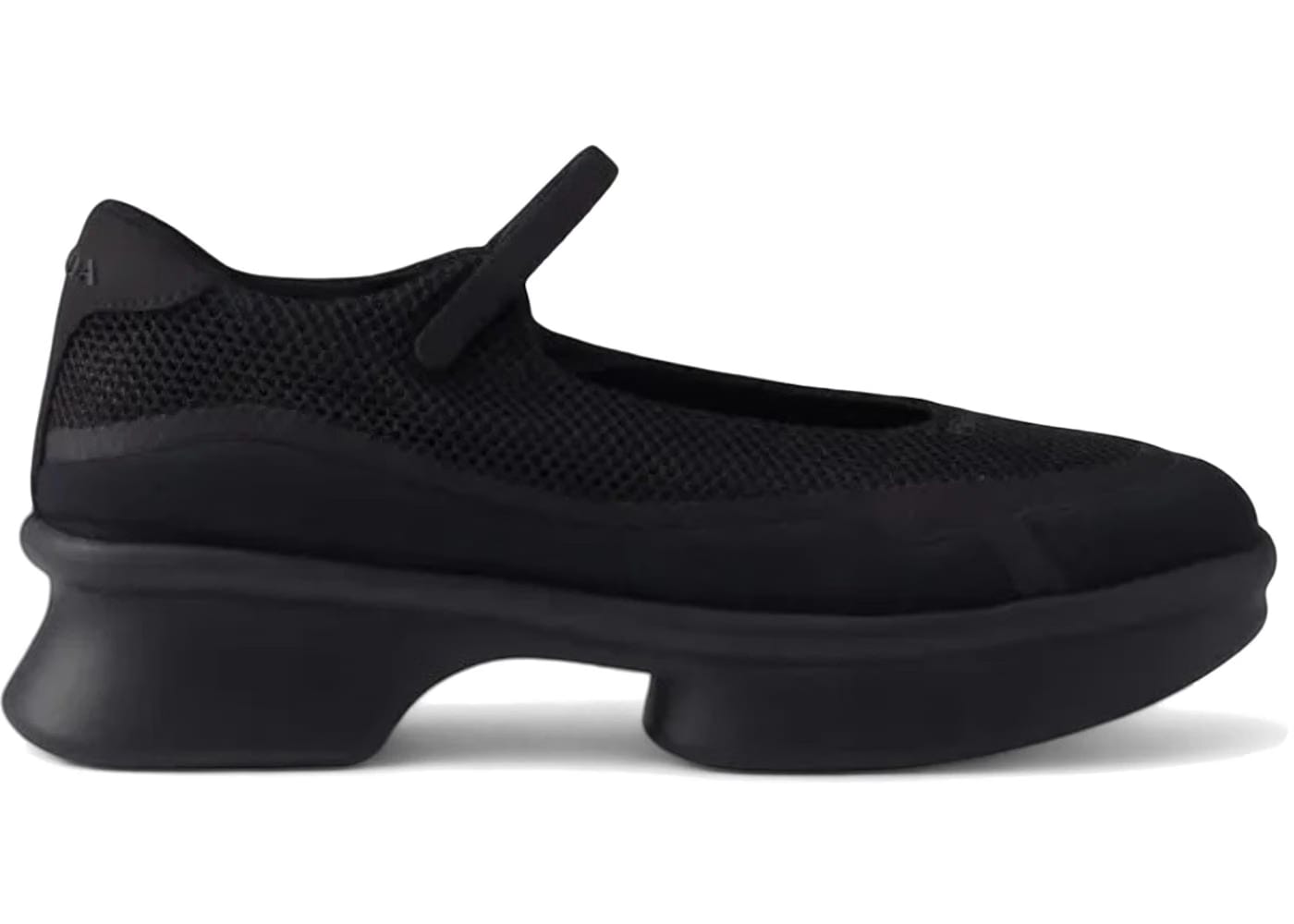 Prada Logo Platform Ballet Flats Black Womens