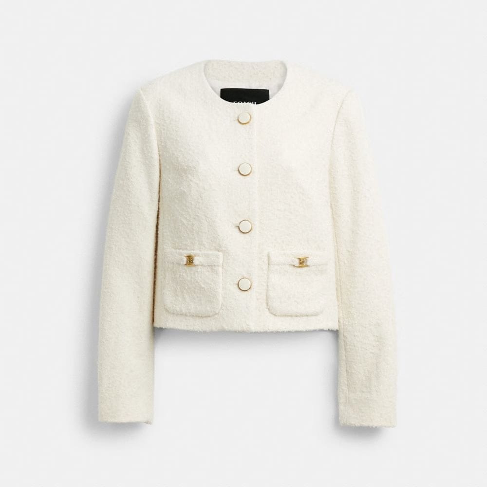 Coach Heritage C Boucle Jacket Cream