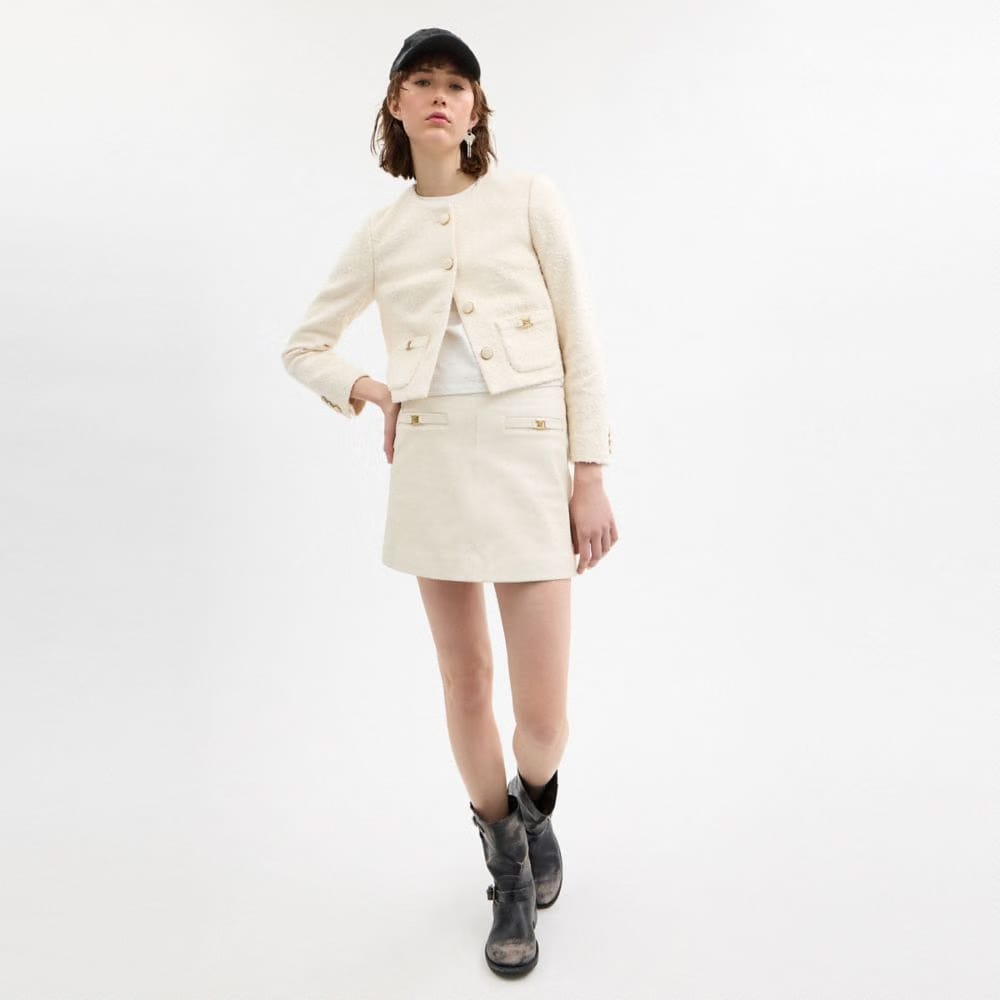 Coach Heritage C Boucle Jacket Cream