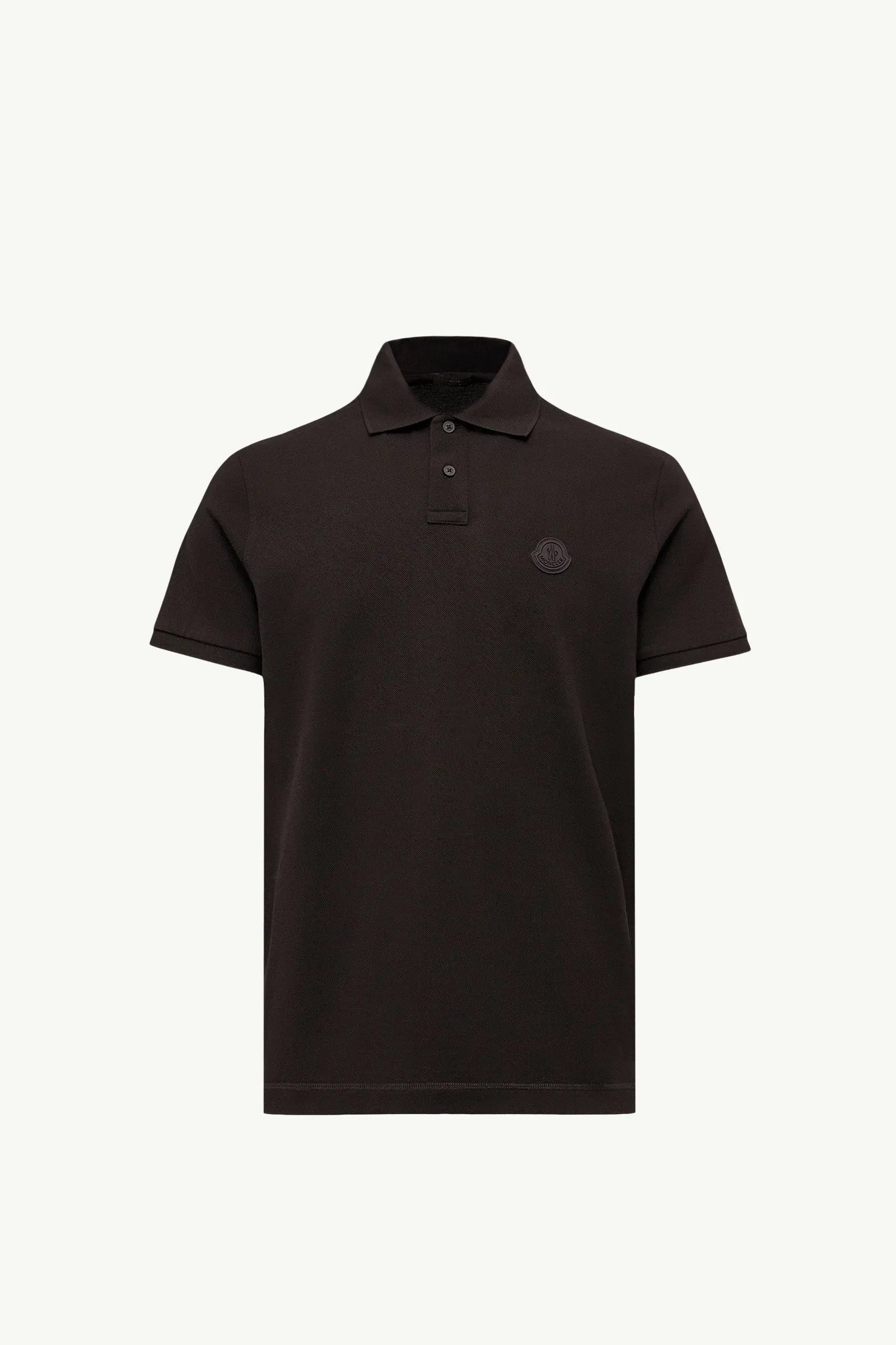 Moncler Logo Cotton Piquet Polo Shirt Black Black