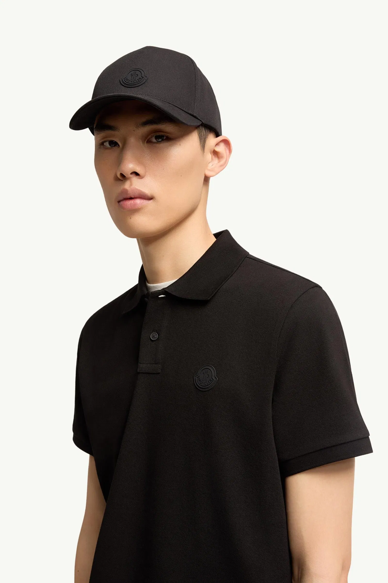 Moncler Logo Cotton Piquet Polo Shirt Black Black