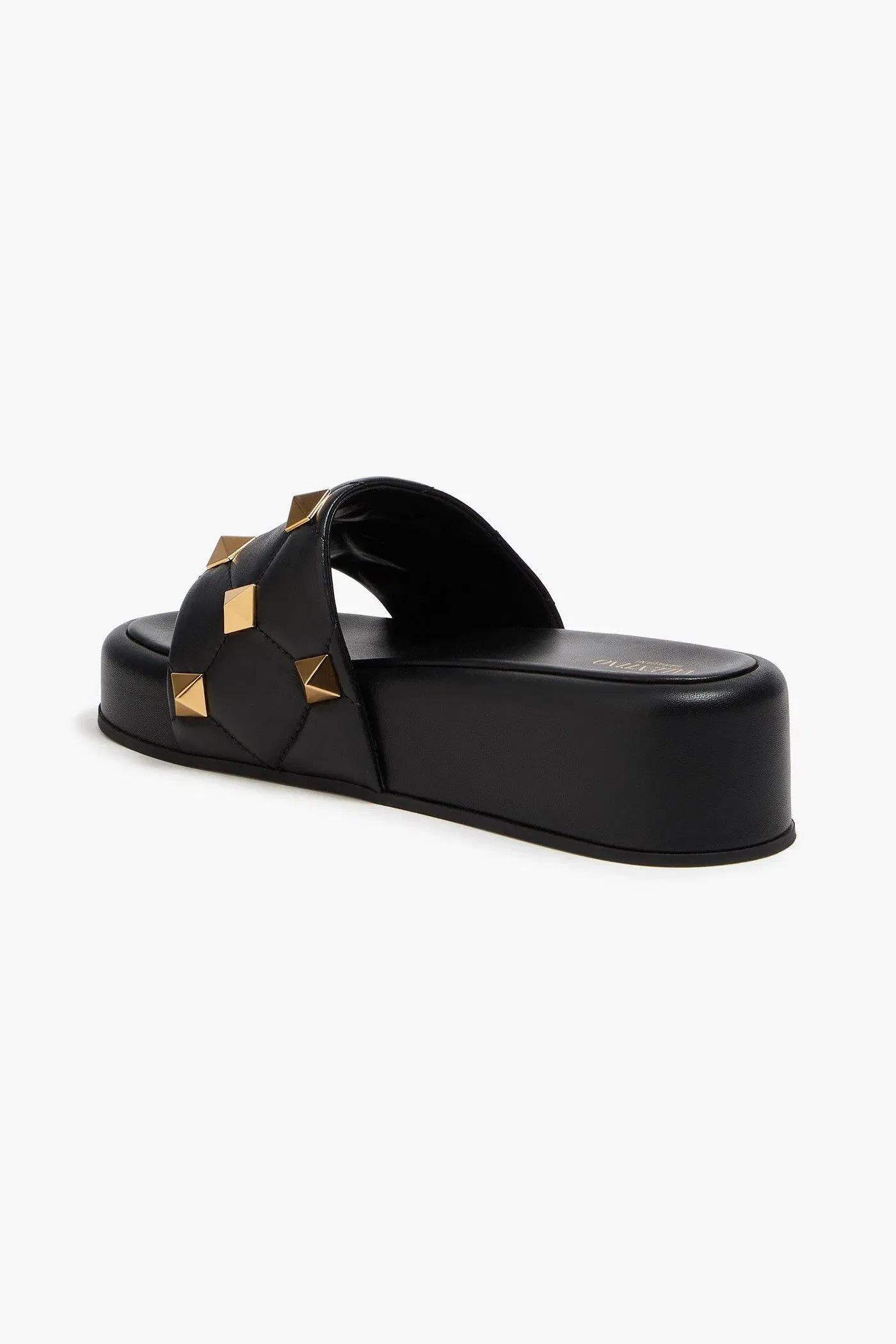 Valentino Garavani Roman Stud Quilted Leather Platform Slides Black Women's