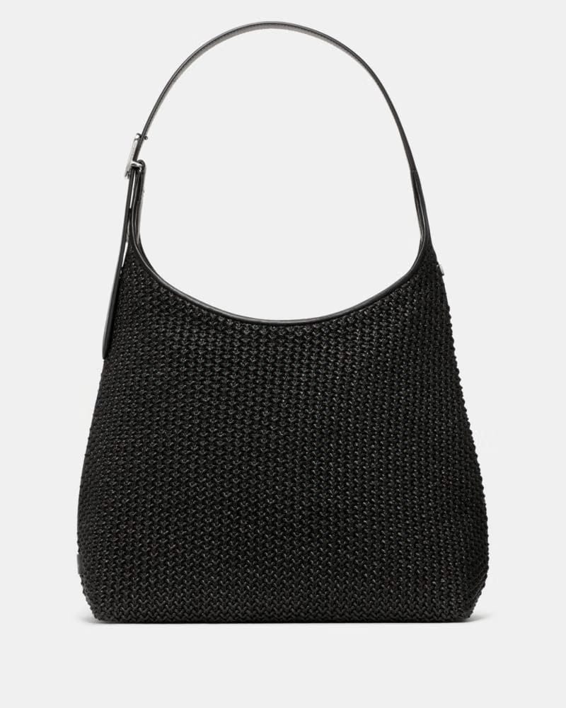 KateSpade 454 Straw Large Shoulder Bag Black