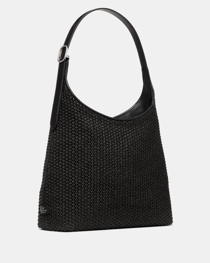 KateSpade 454 Straw Large Shoulder Bag Black