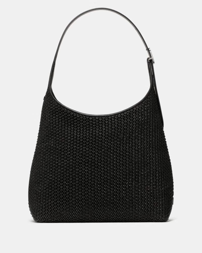 KateSpade 454 Straw Large Shoulder Bag Black