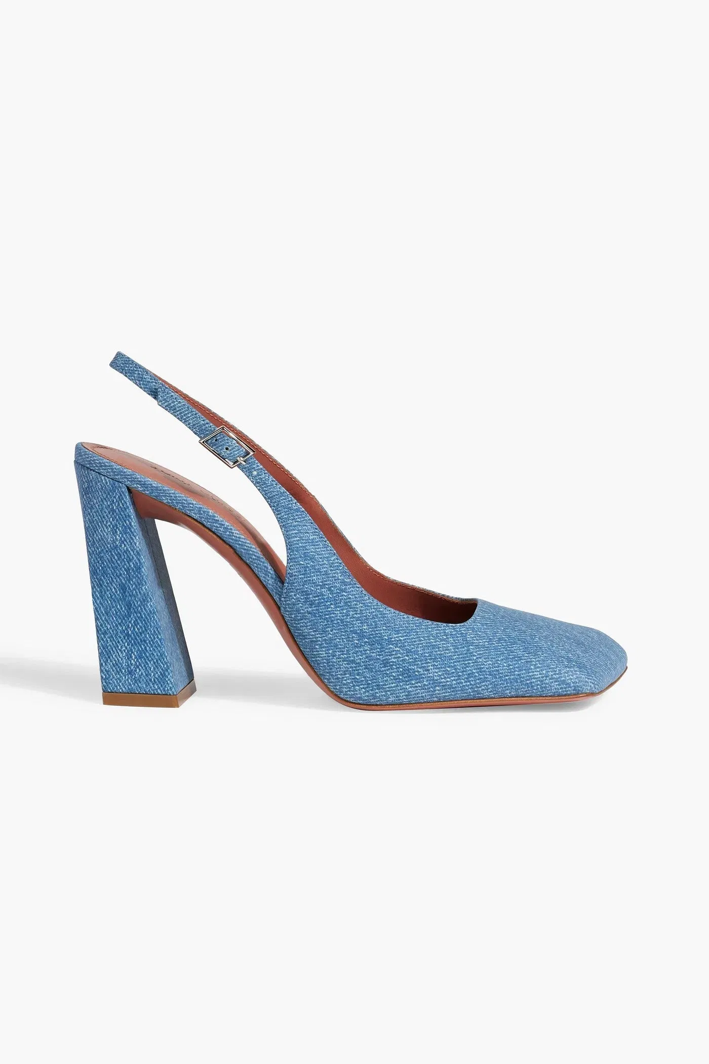 Amina Muaddi Charlotte Denim-Effect Suede Slingback Pumps Mid Denim Women's