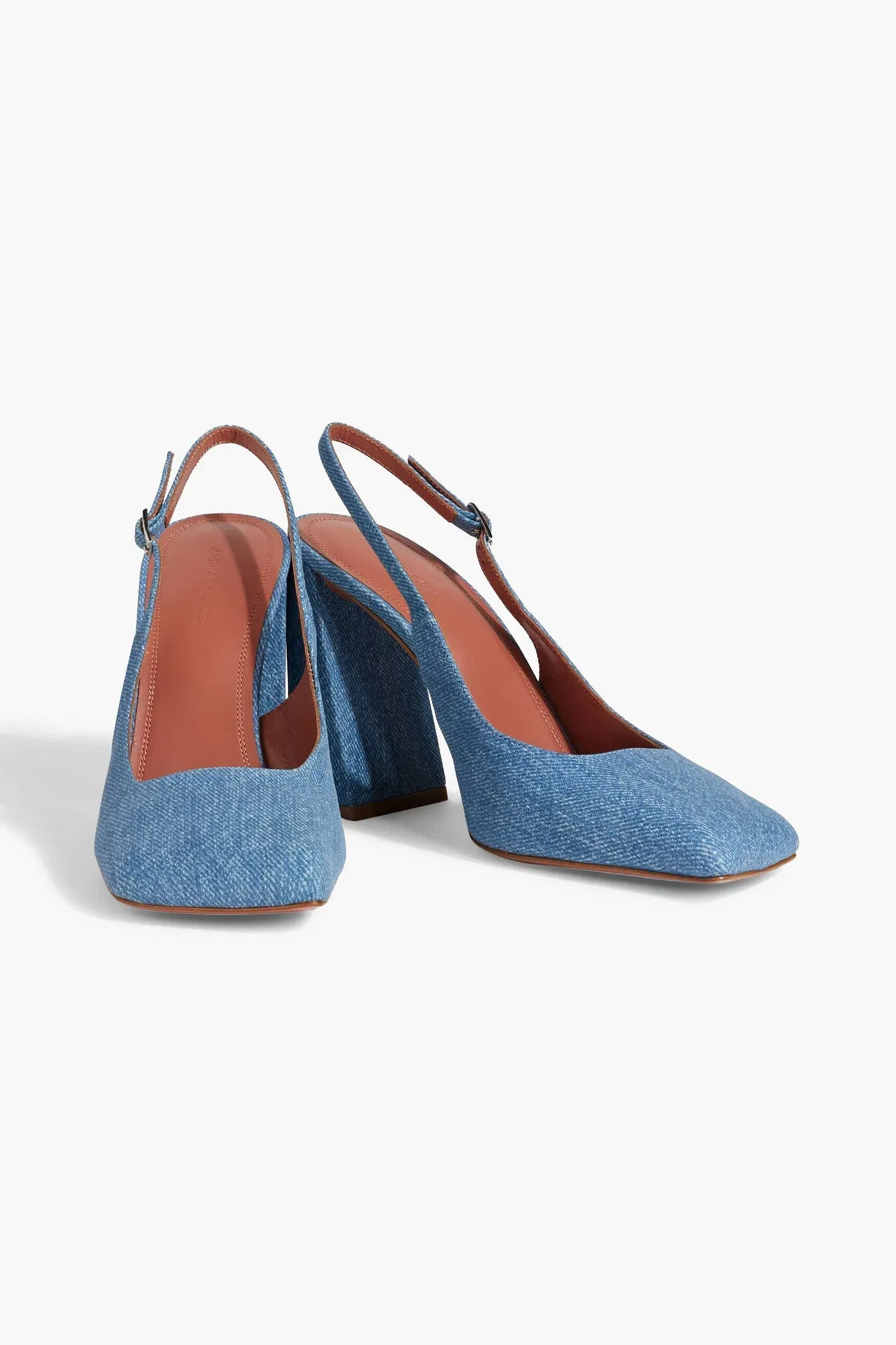 Amina Muaddi Charlotte Denim-Effect Suede Slingback Pumps Mid Denim Women's