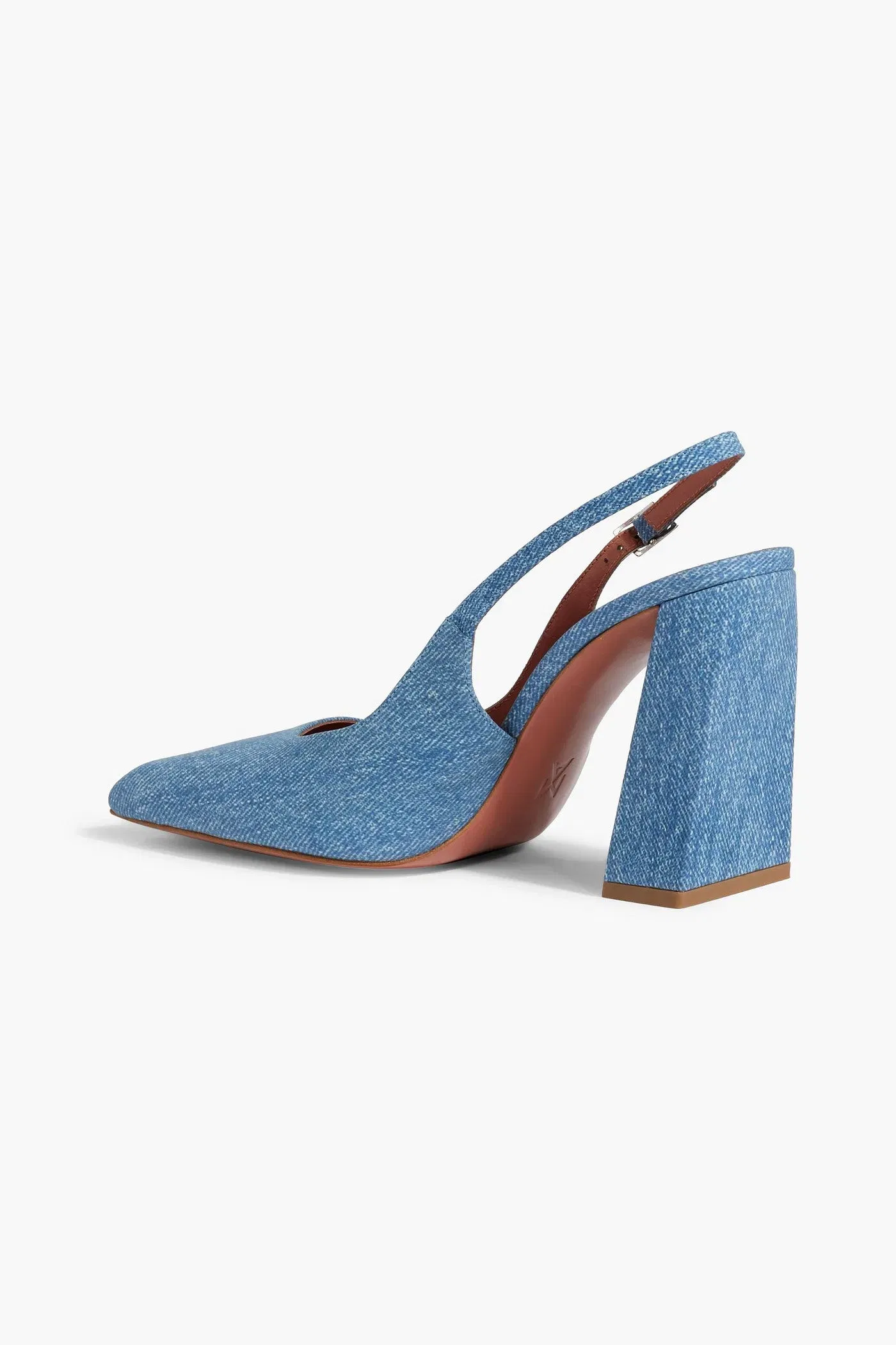 Amina Muaddi Charlotte Denim-Effect Suede Slingback Pumps Mid Denim Women's
