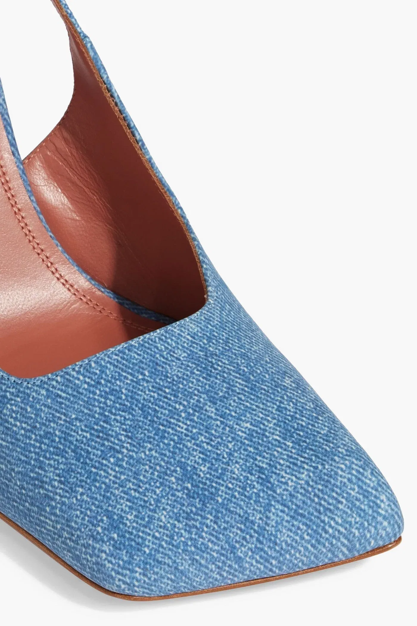 Amina Muaddi Charlotte Denim-Effect Suede Slingback Pumps Mid Denim Women's