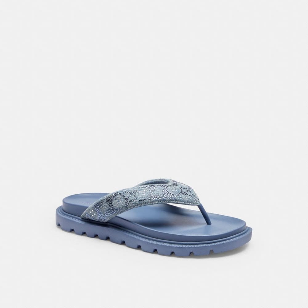Women's Coach Brynn Thong Sandal In Crystal Signature Denim Denim