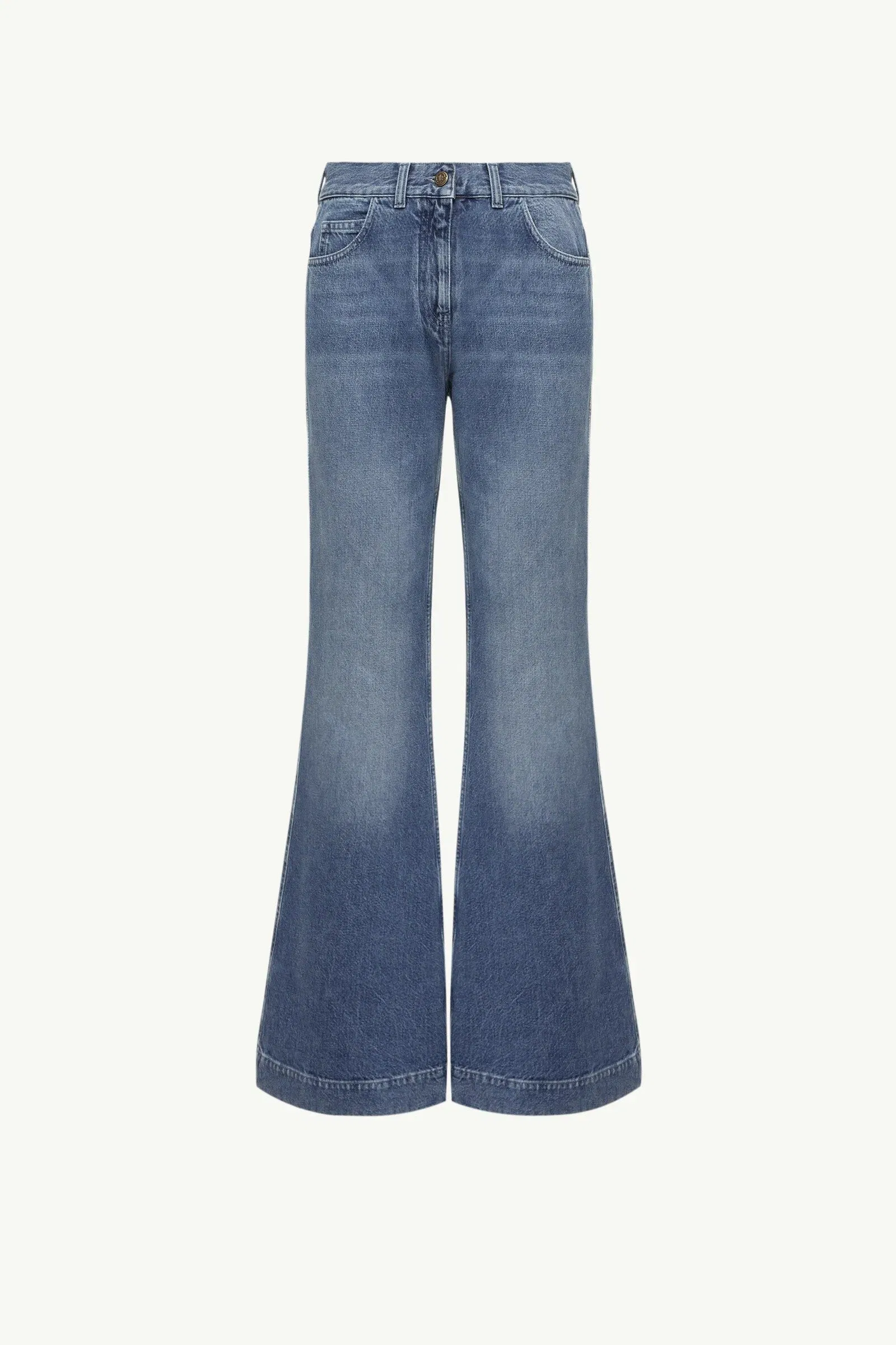 Moncler Wide Leg Denim Jeans Denim Blue Denim Blue
