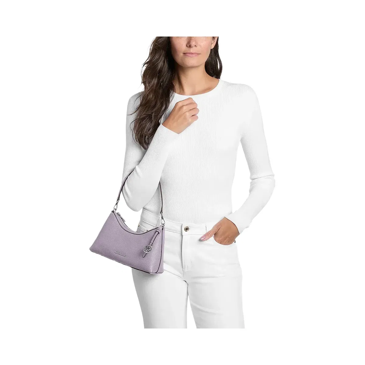 Michael Kors Sammy Small Pebbled Leather Convertible Crossbody Bag Lilac