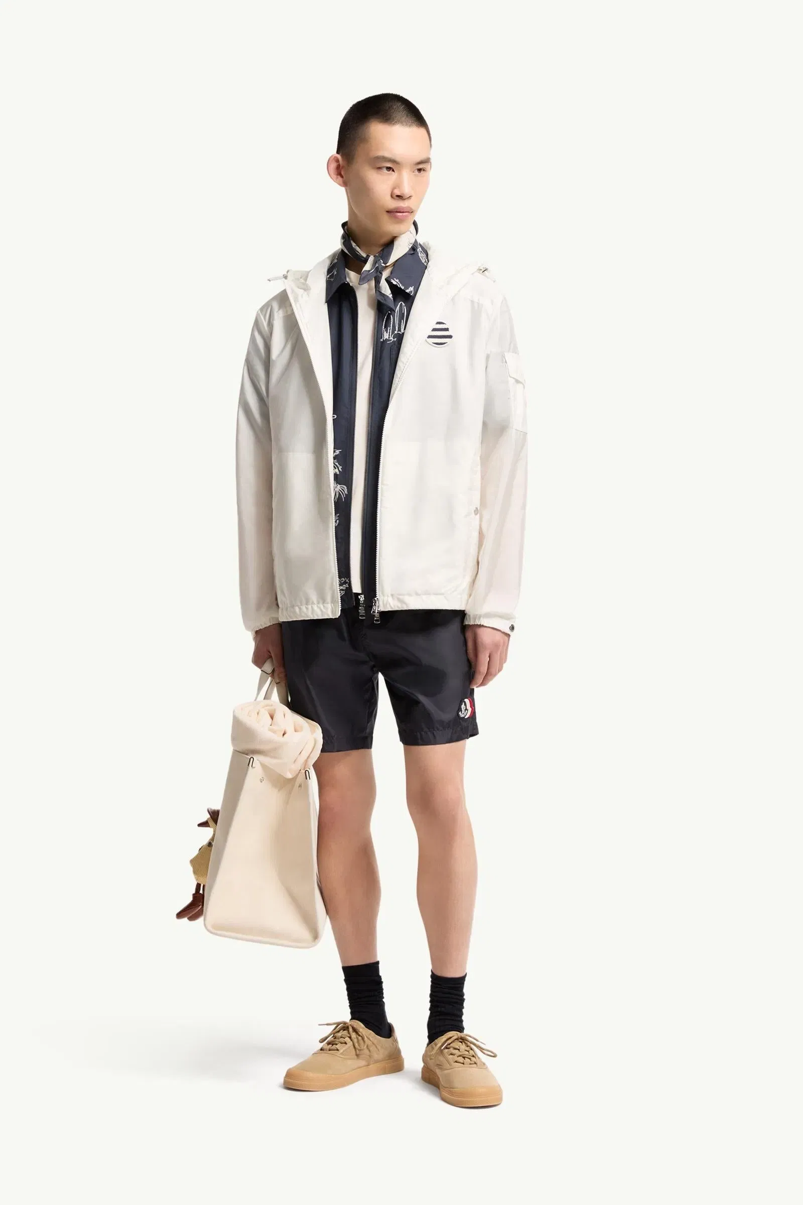 Moncler Logo Patch Swim Shorts Navy Blue Navy Blue