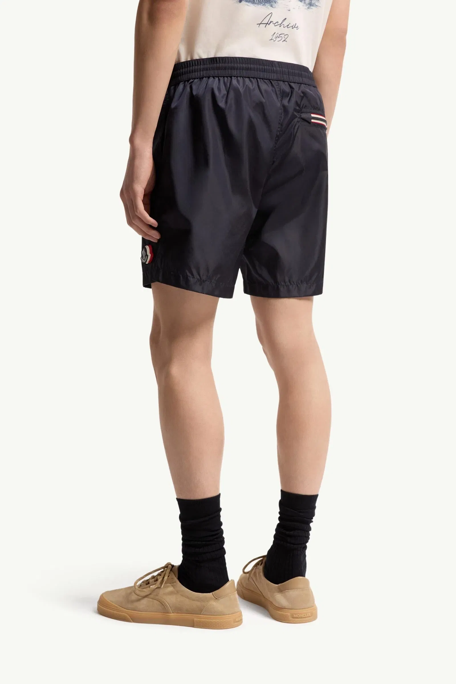 Moncler Logo Patch Swim Shorts Navy Blue Navy Blue