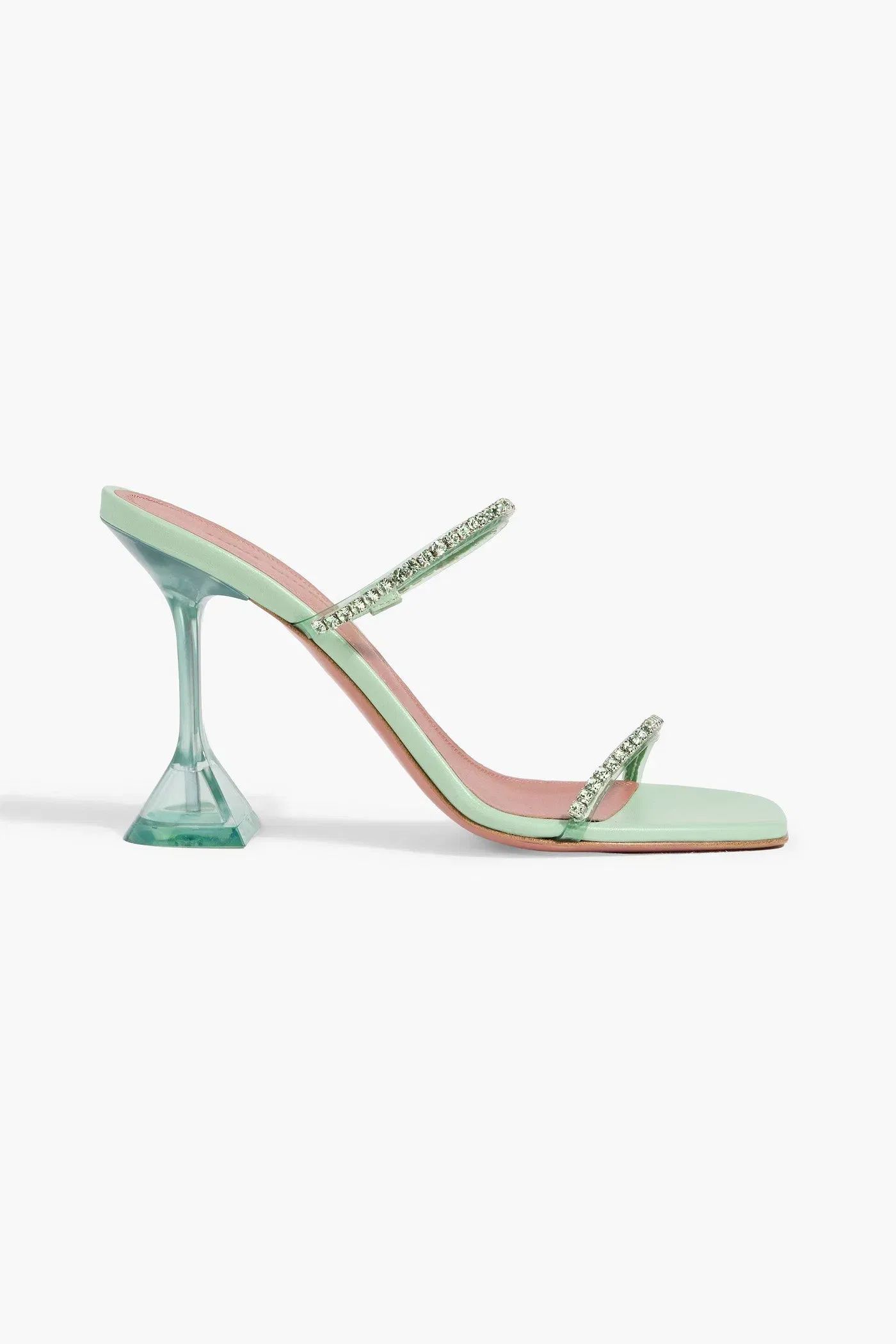 Amina Muaddi Gilda 95 Crystal-Embellished Pvc Mules Mint Women's
