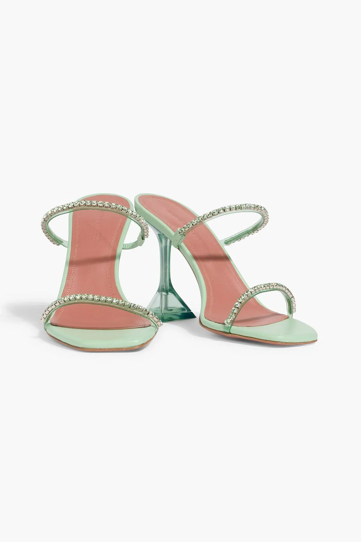 Amina Muaddi Gilda 95 Crystal-Embellished Pvc Mules Mint Women's