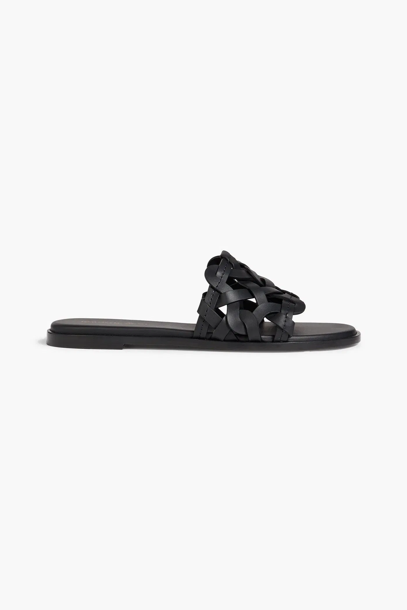 Gianvito Rossi Amalfi Woven Leather Slides Black Women's
