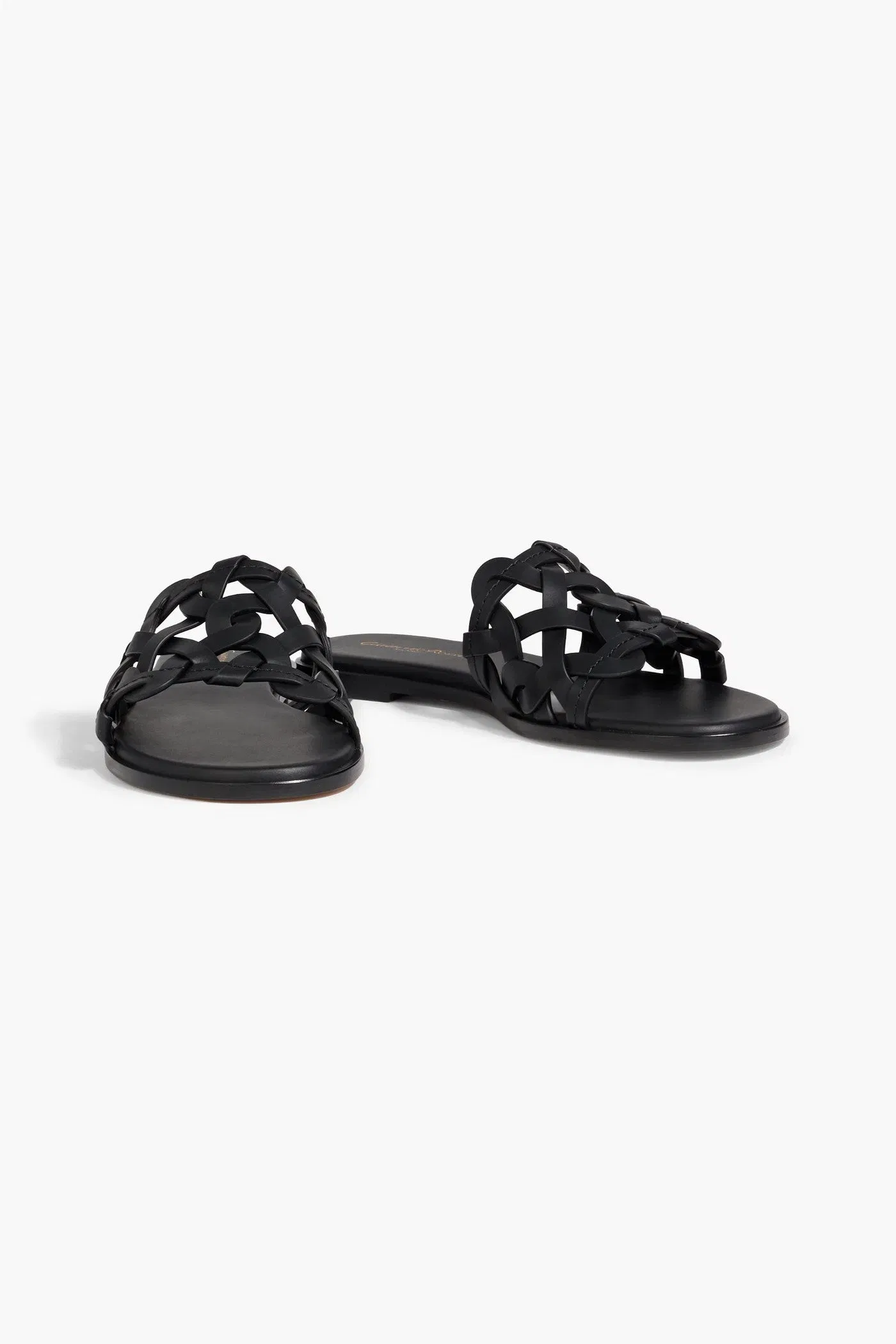 Gianvito Rossi Amalfi Woven Leather Slides Black Women's