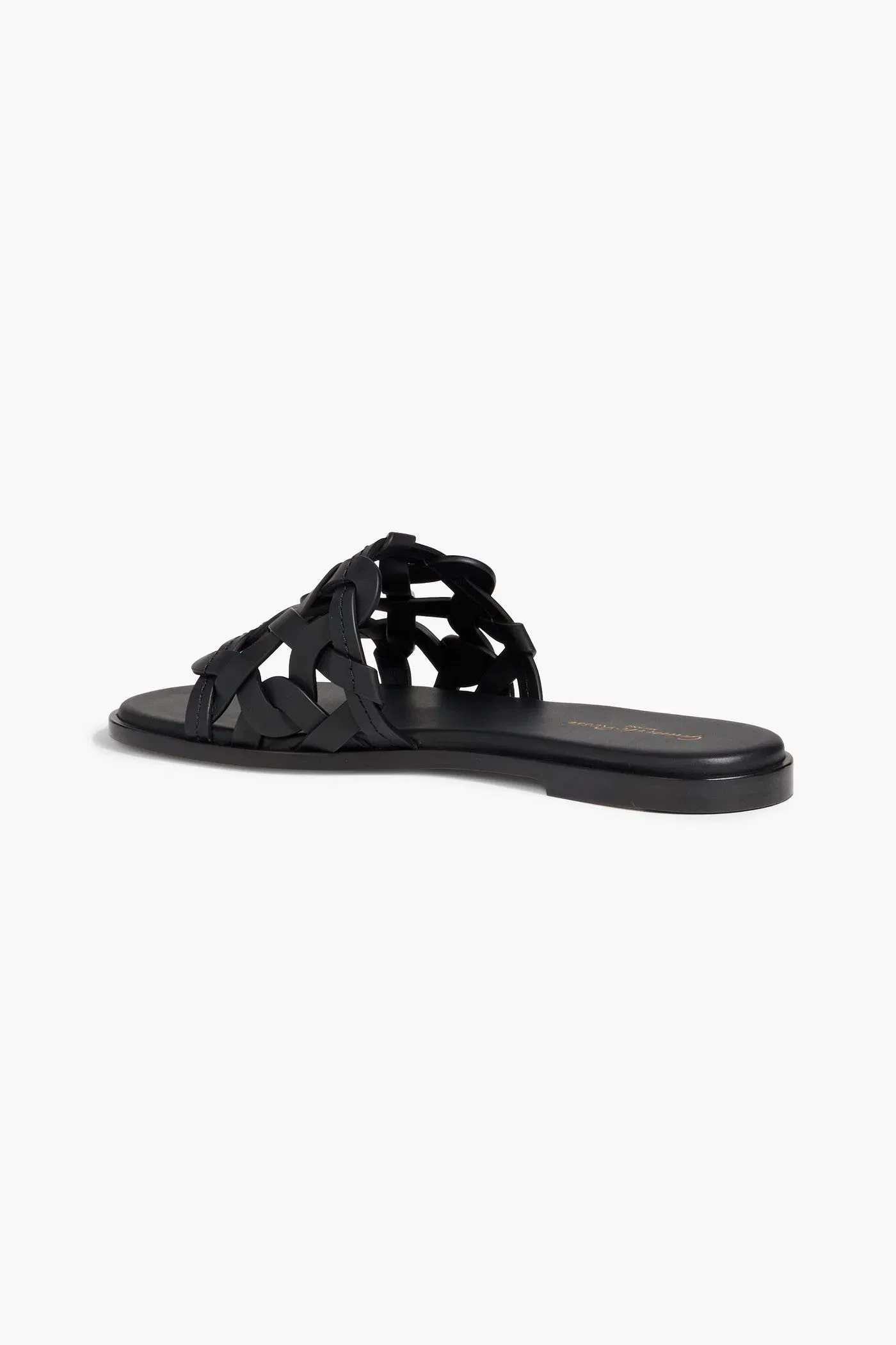 Gianvito Rossi Amalfi Woven Leather Slides Black Women's