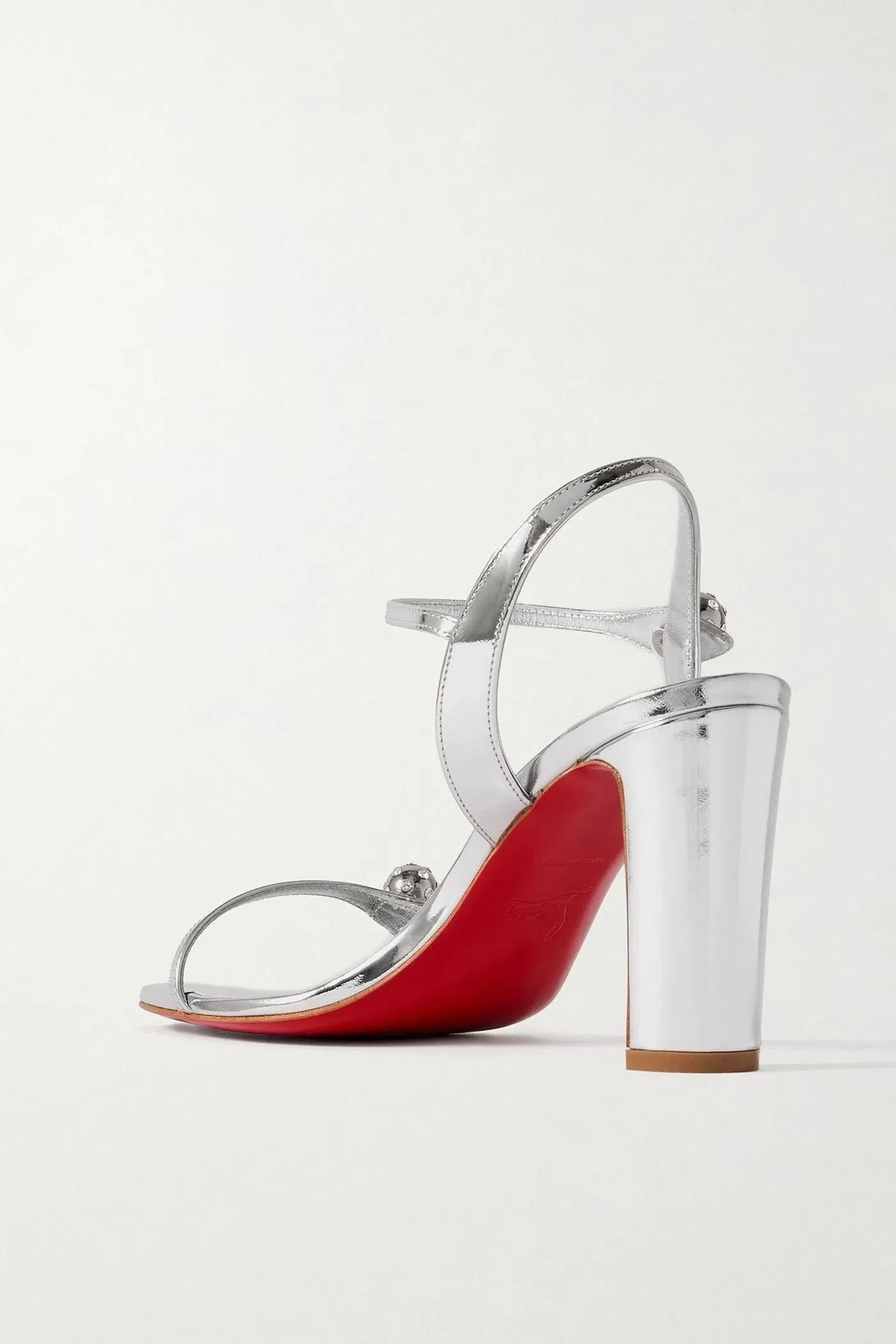 Christian Louboutin Atmospheria 85 Crystal-Embellished Metallic Leather Sandals Silver Women's
