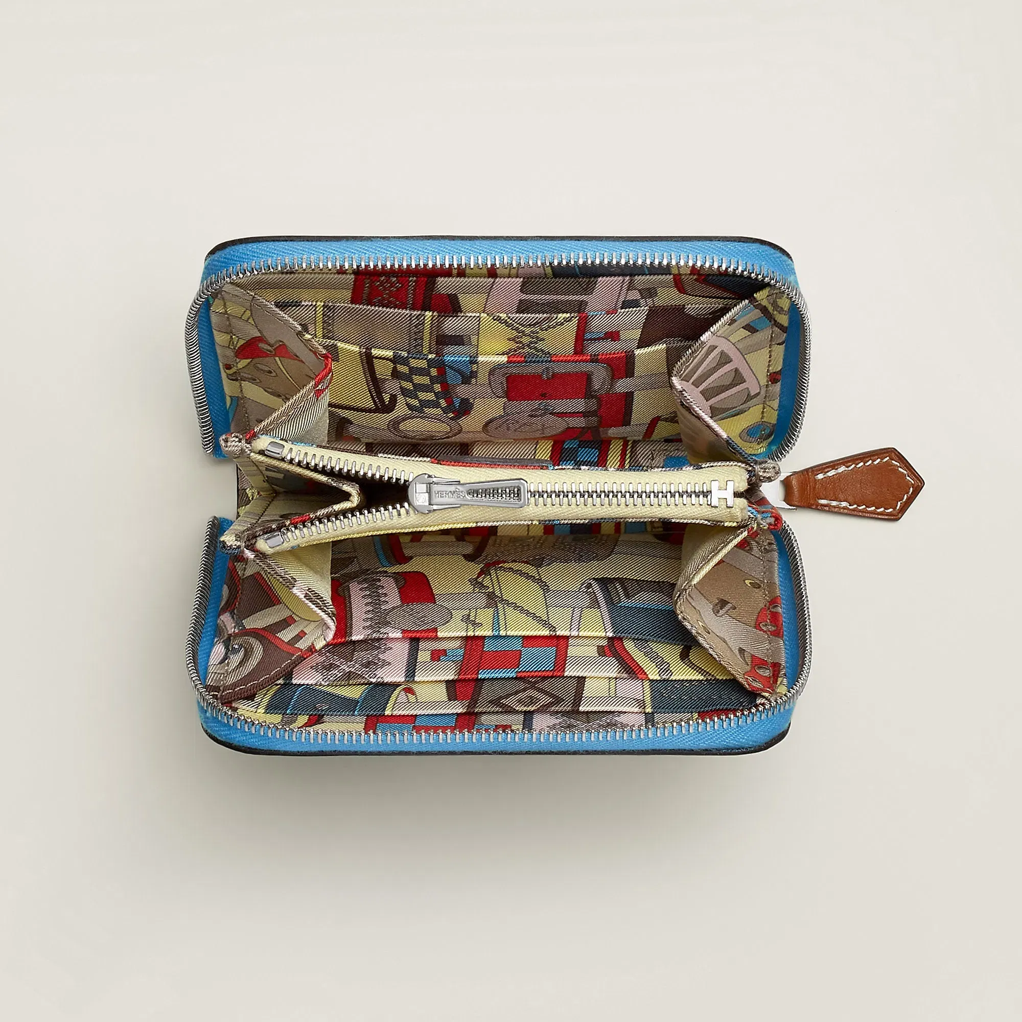 Hermes Silk'In Compact Wallet Cleste