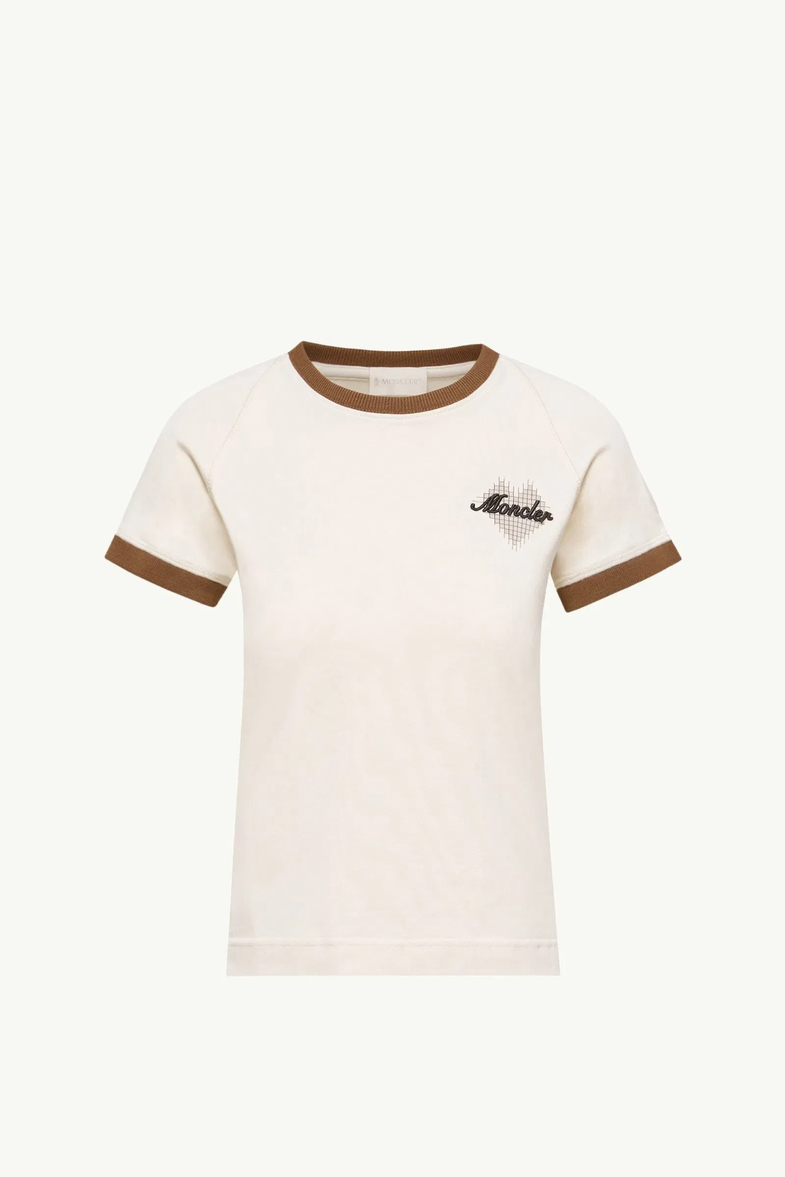 Moncler Heart Logo Cotton T-Shirt Light Beige Light Beige