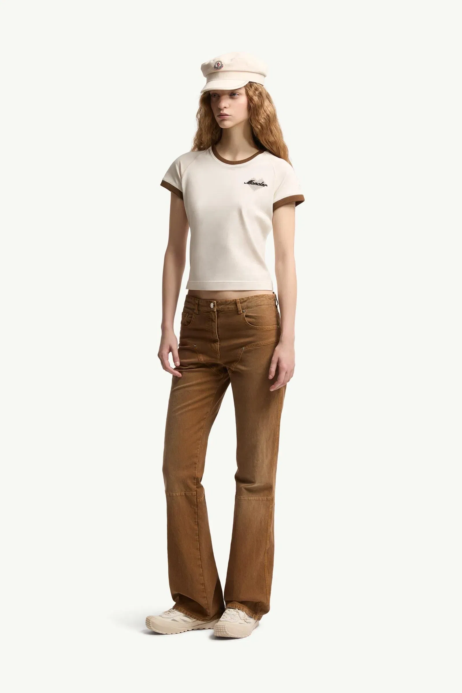 Moncler Heart Logo Cotton T-Shirt Light Beige Light Beige