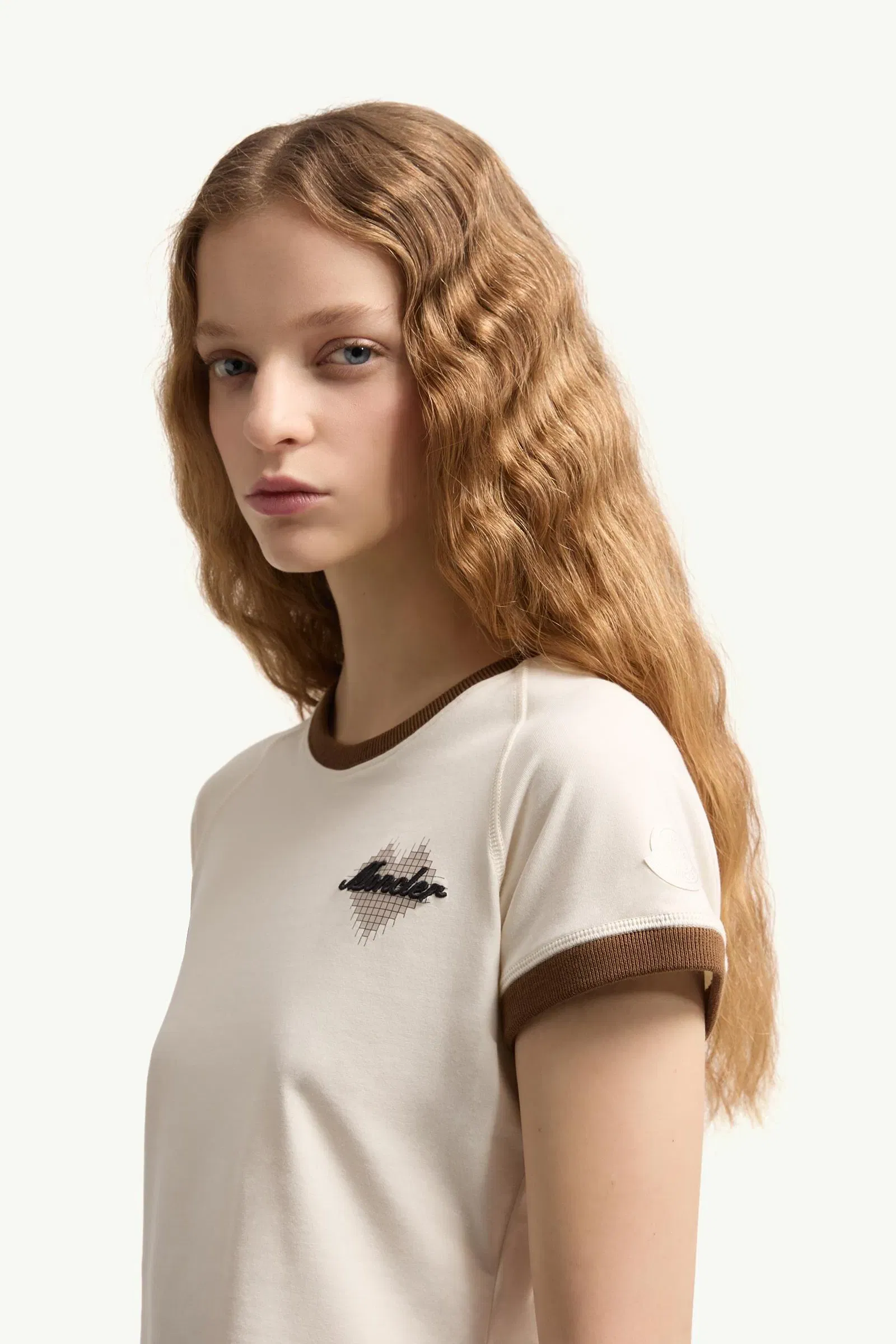 Moncler Heart Logo Cotton T-Shirt Light Beige Light Beige