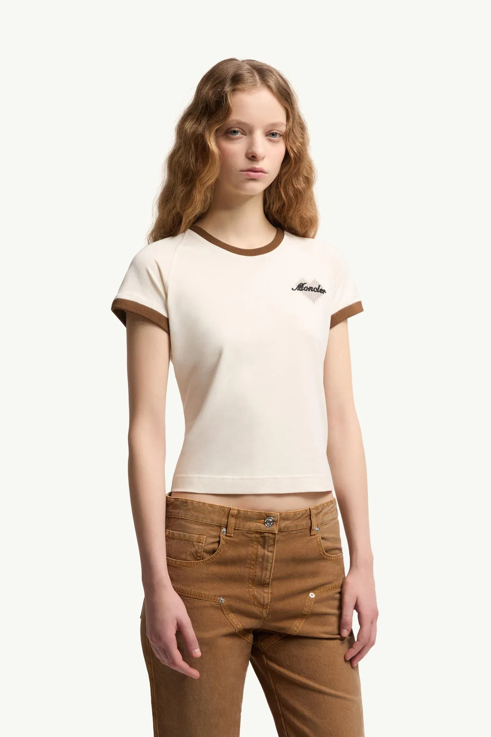Moncler Heart Logo Cotton T-Shirt Light Beige Light Beige