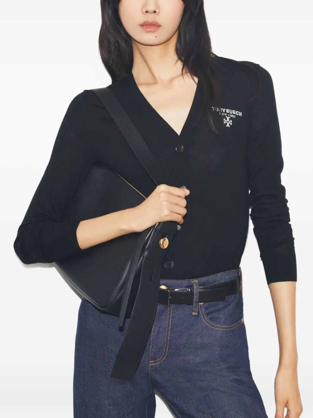 Romy curved-flap shoulder bag