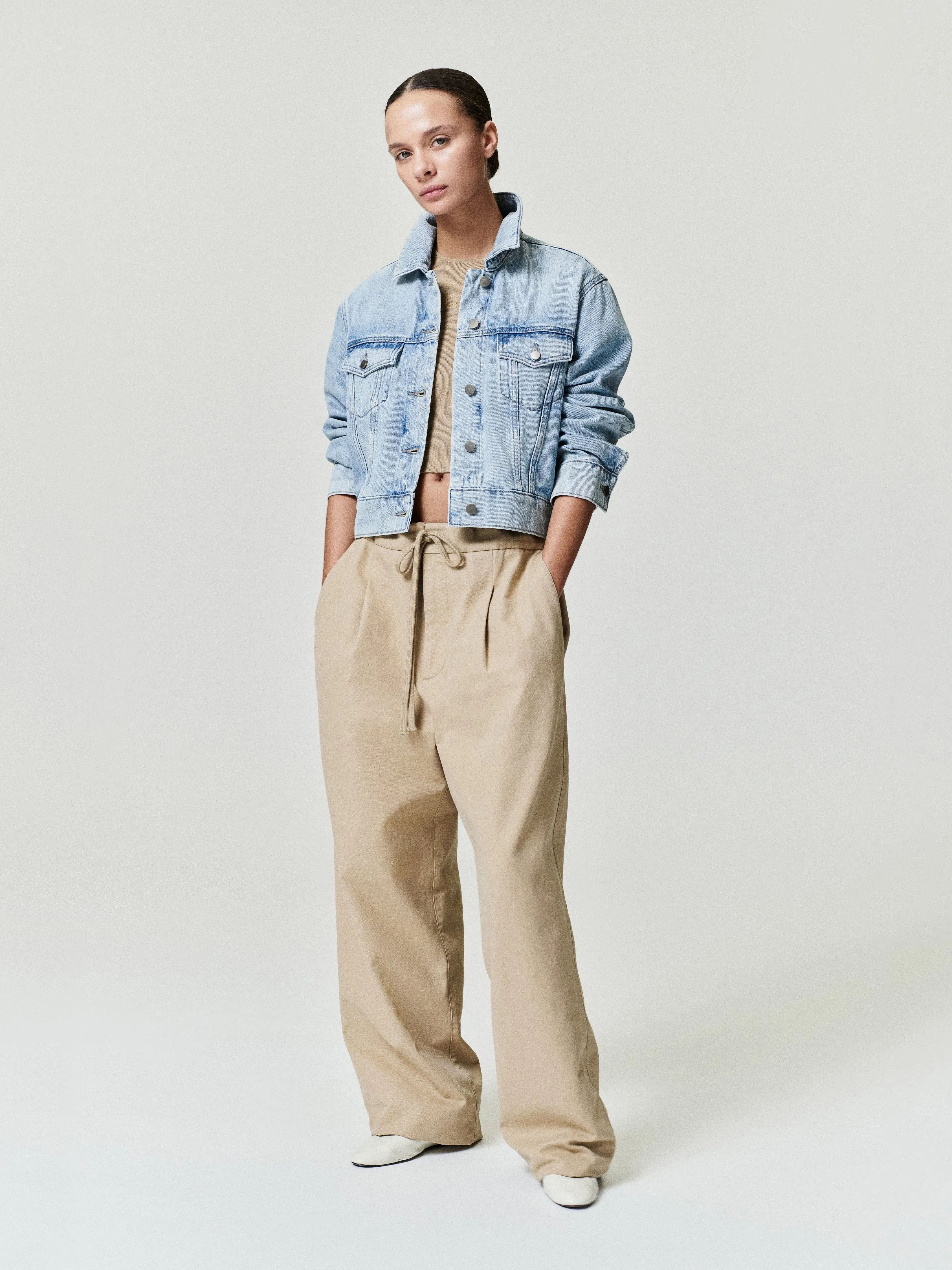 Essentials Womens Denim Trucker Jacket Classic Blue