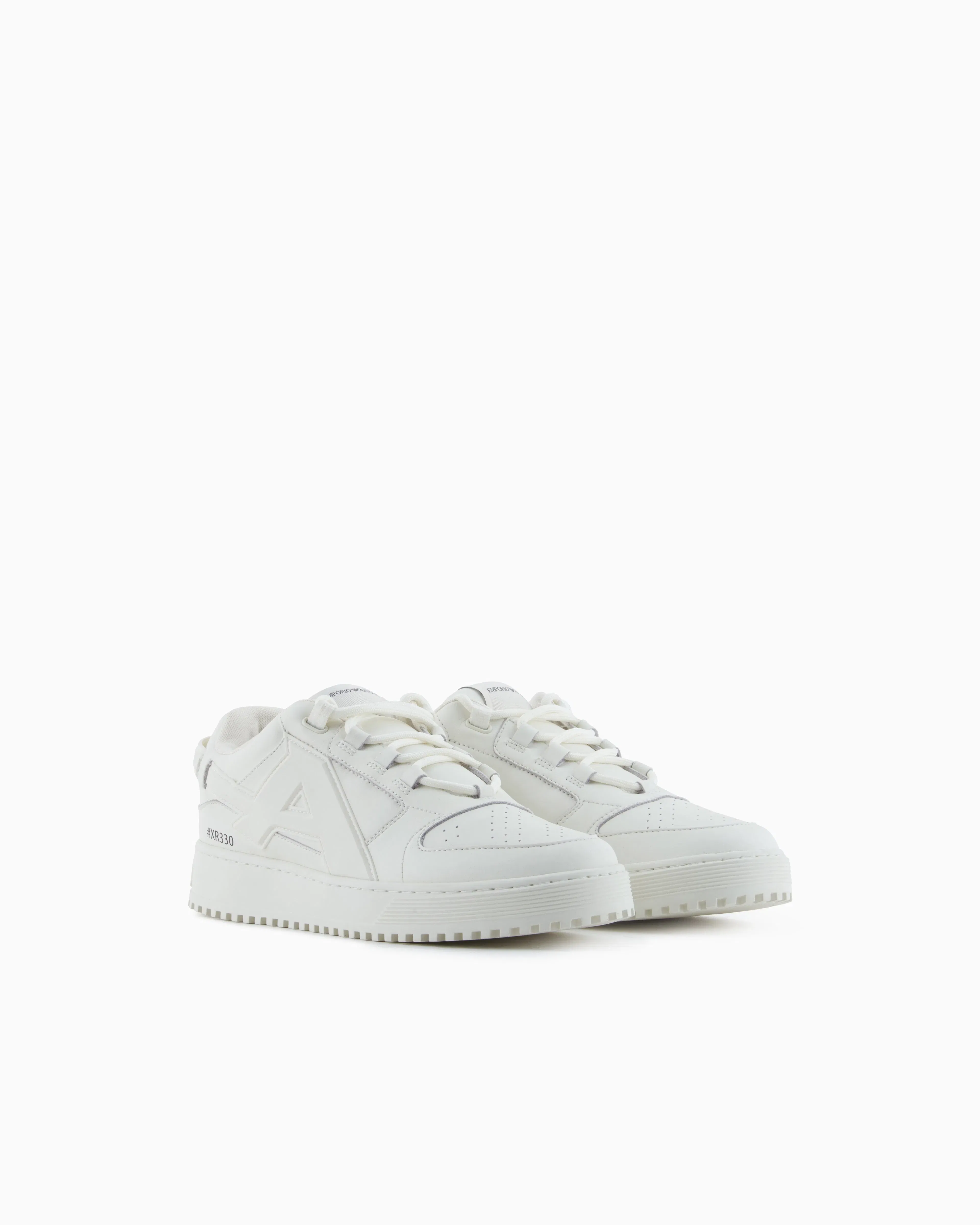 Emporio Armani Leather Sneakers With Oversized Ea Patch White