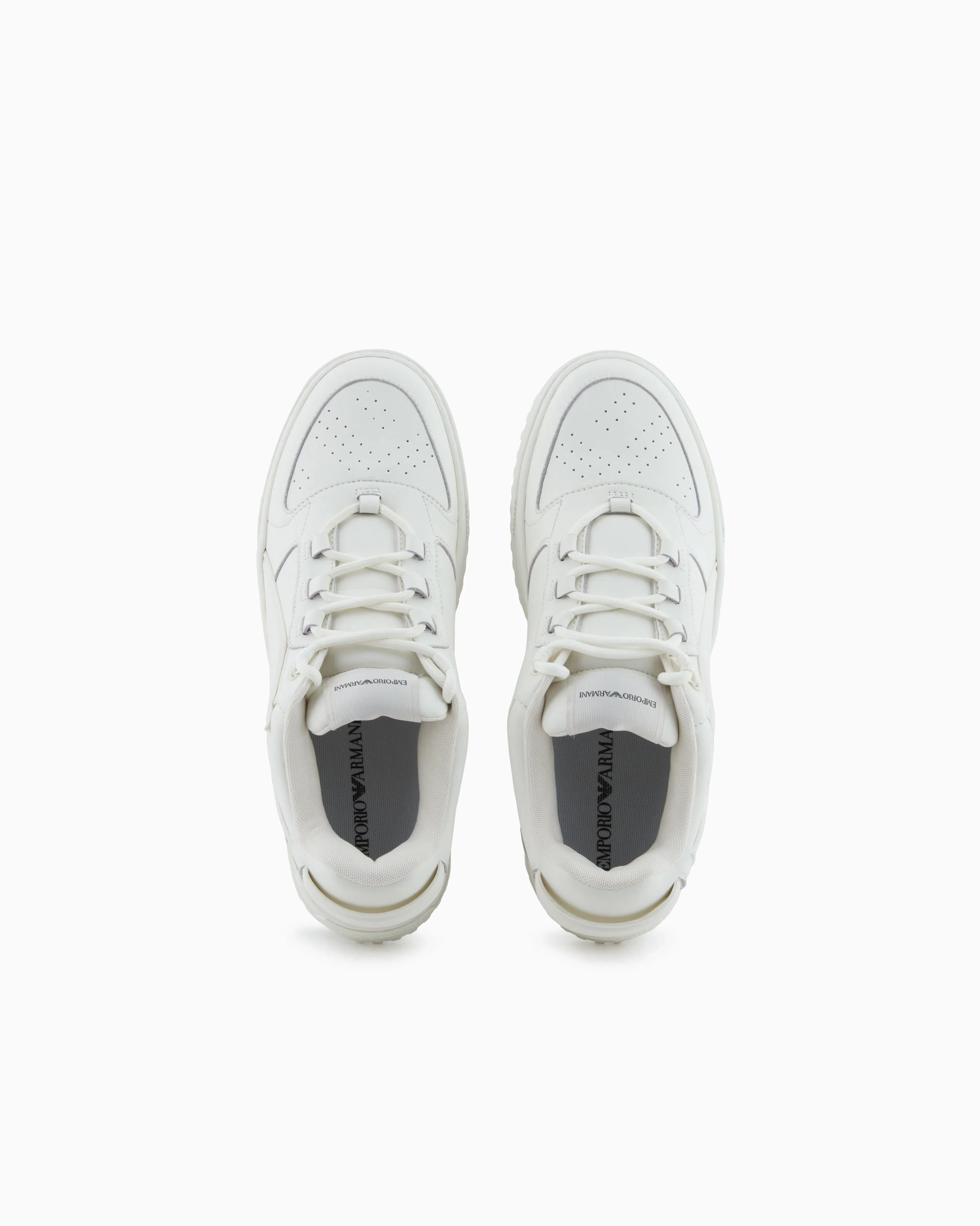 Emporio Armani Leather Sneakers With Oversized Ea Patch White