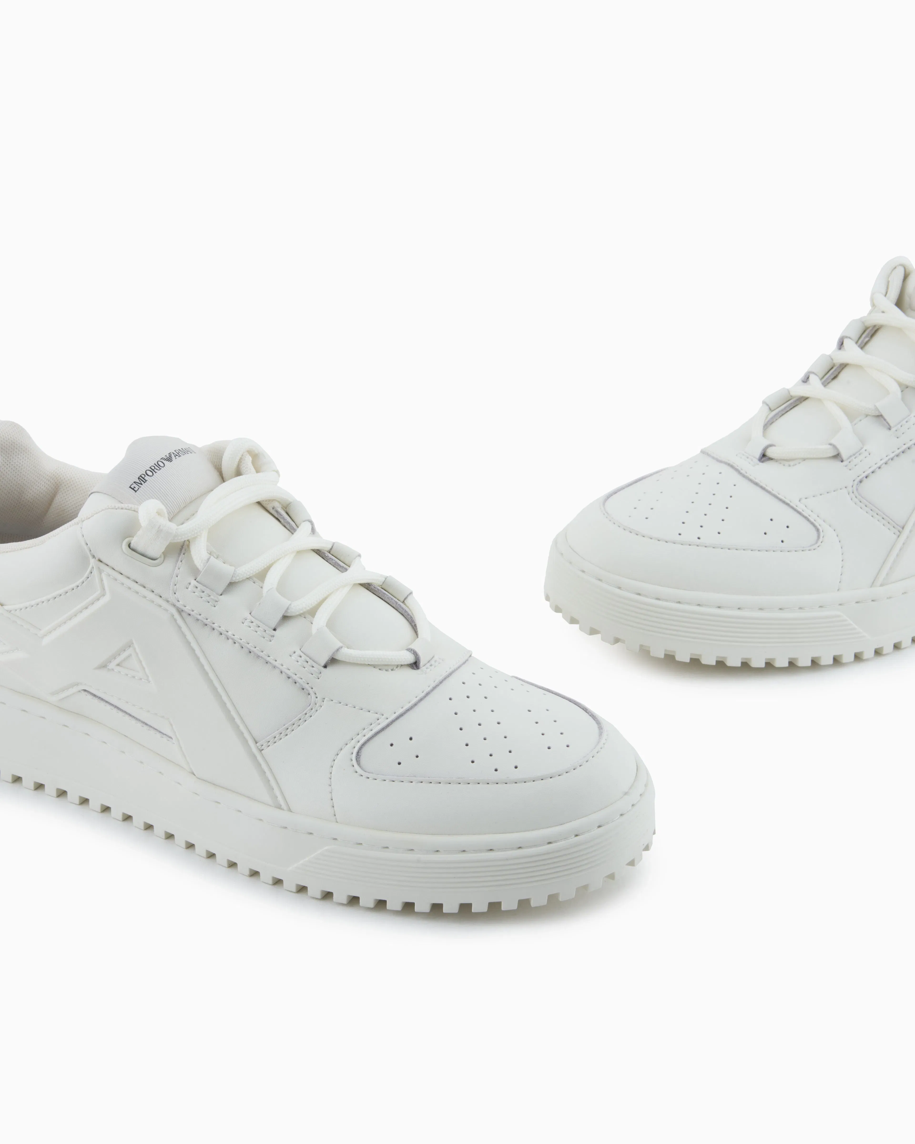 Emporio Armani Leather Sneakers With Oversized Ea Patch White