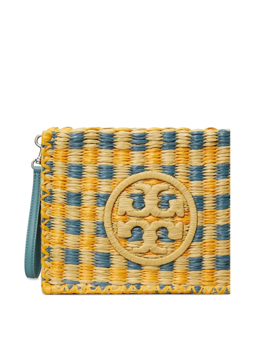 Ella woven-check clutch bag