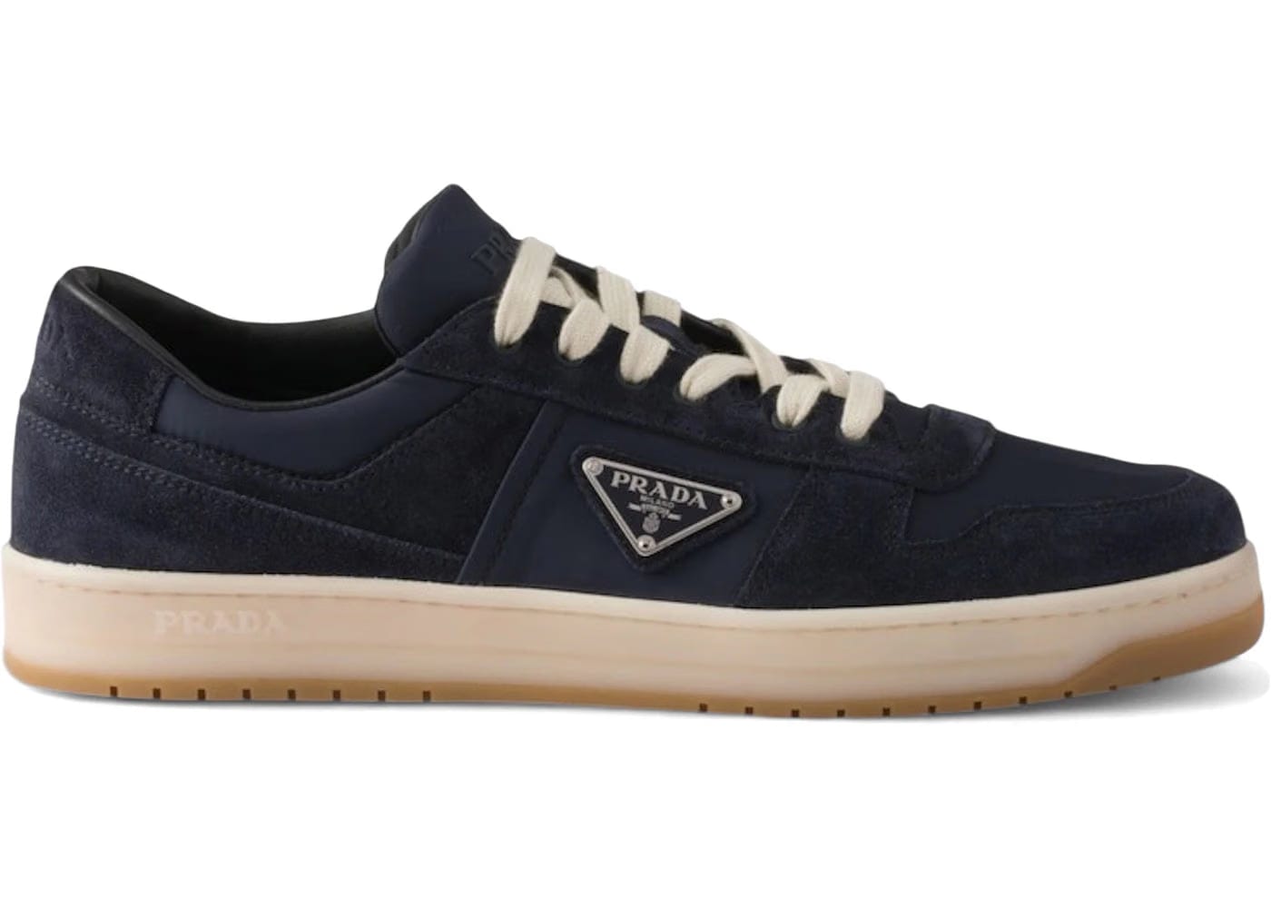 Prada Downtown Low Top Re-Nylon And Suede Sneakers Blue