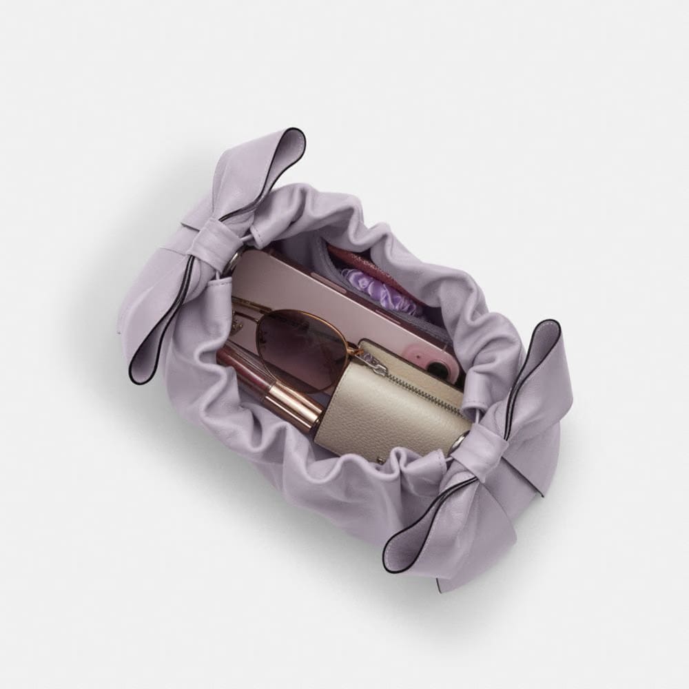 Coach Faye Shoulder Bag With Bows Silver Light Amethyst