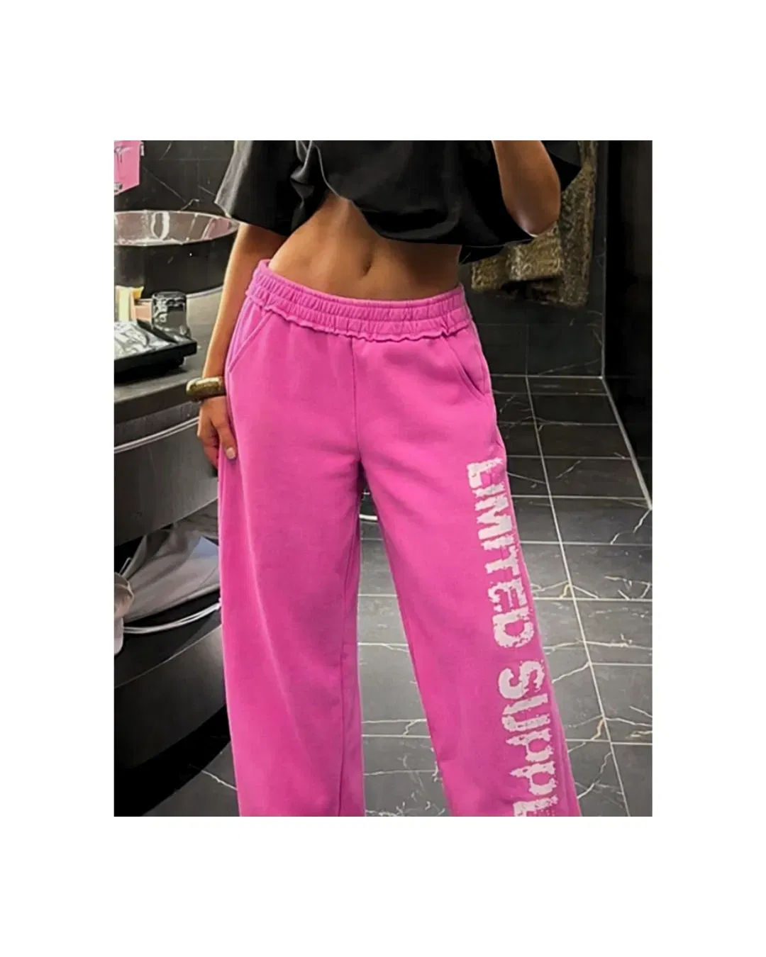 STATIC PINK REVERSE WAISTBAND JOGGERS WOMEN