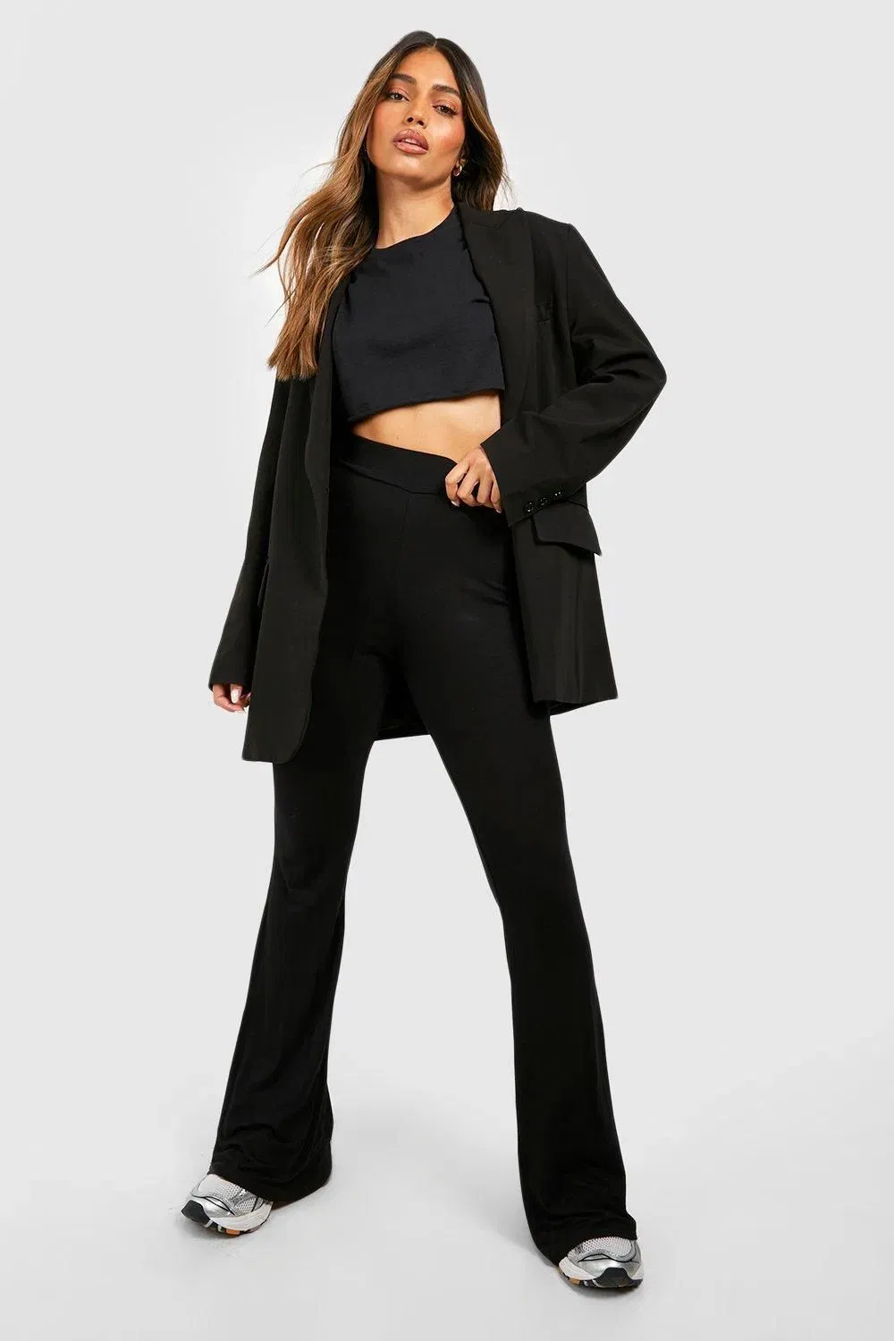 Basic High Waist Fit & Flare Trouser